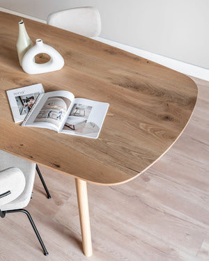 eettafel deens ovaal eikenhout Finn detail