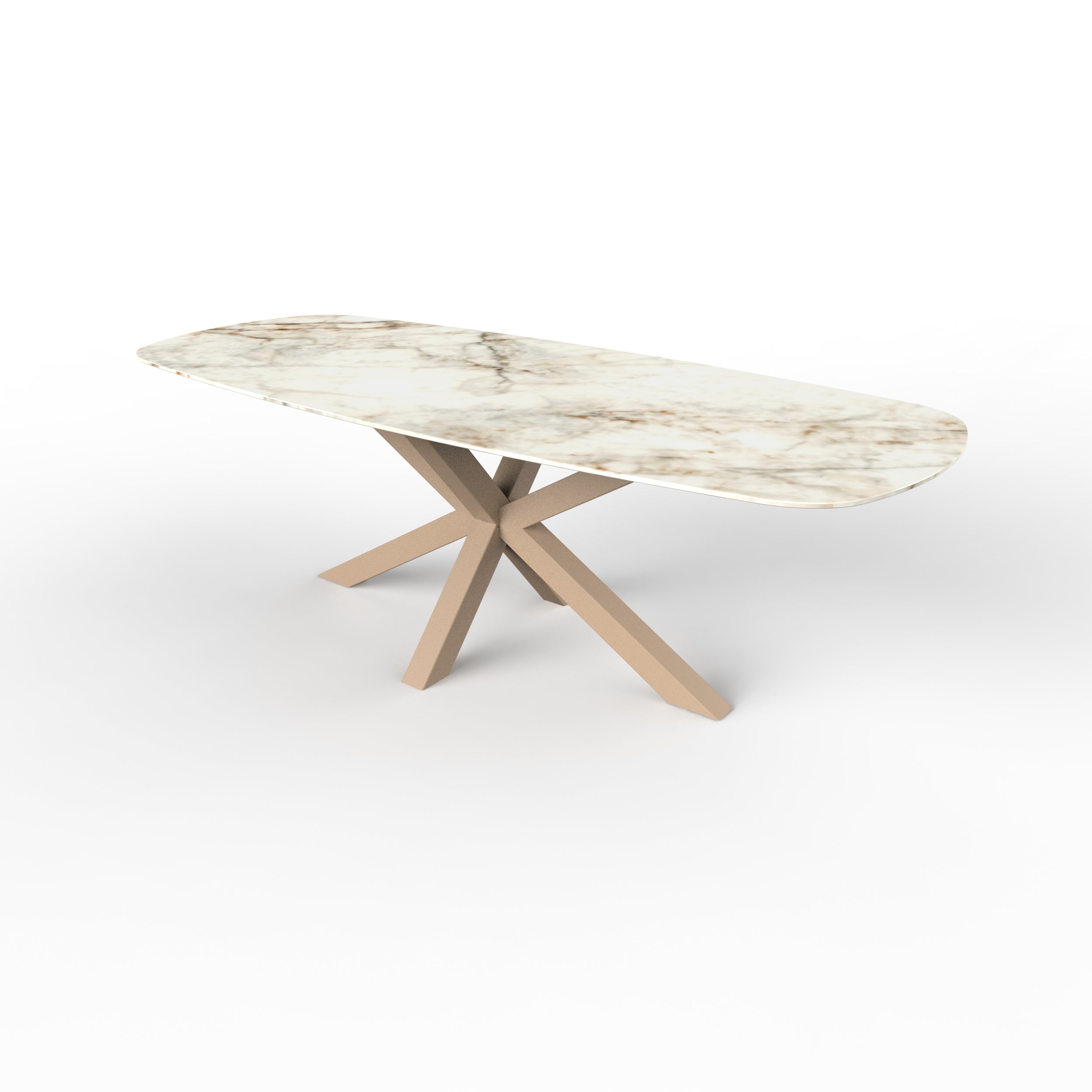 Deens ovale keramische tuintafel - Cuarzo Reno - matrix 8x8cm beige