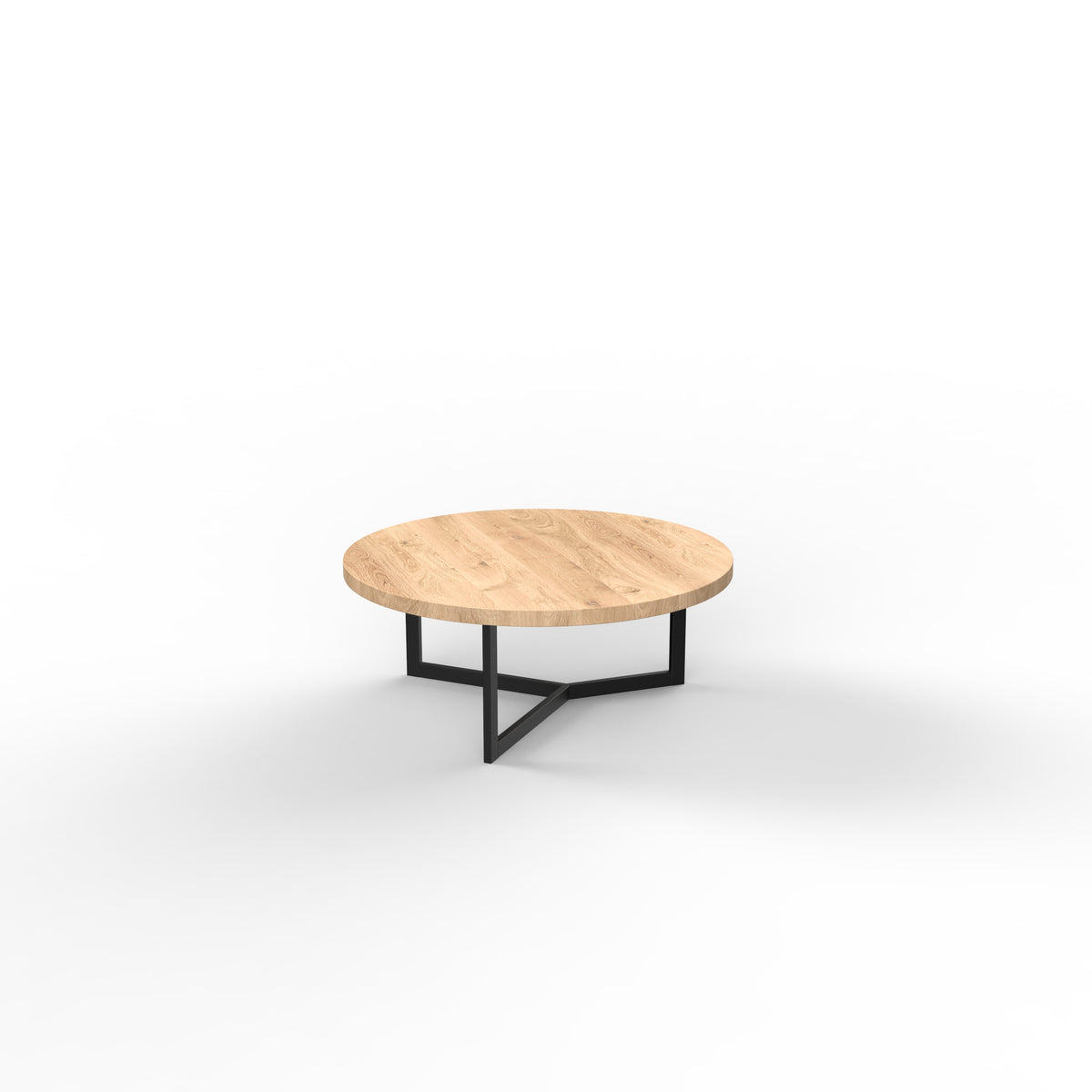 Ronde eiken salontafel driepoot