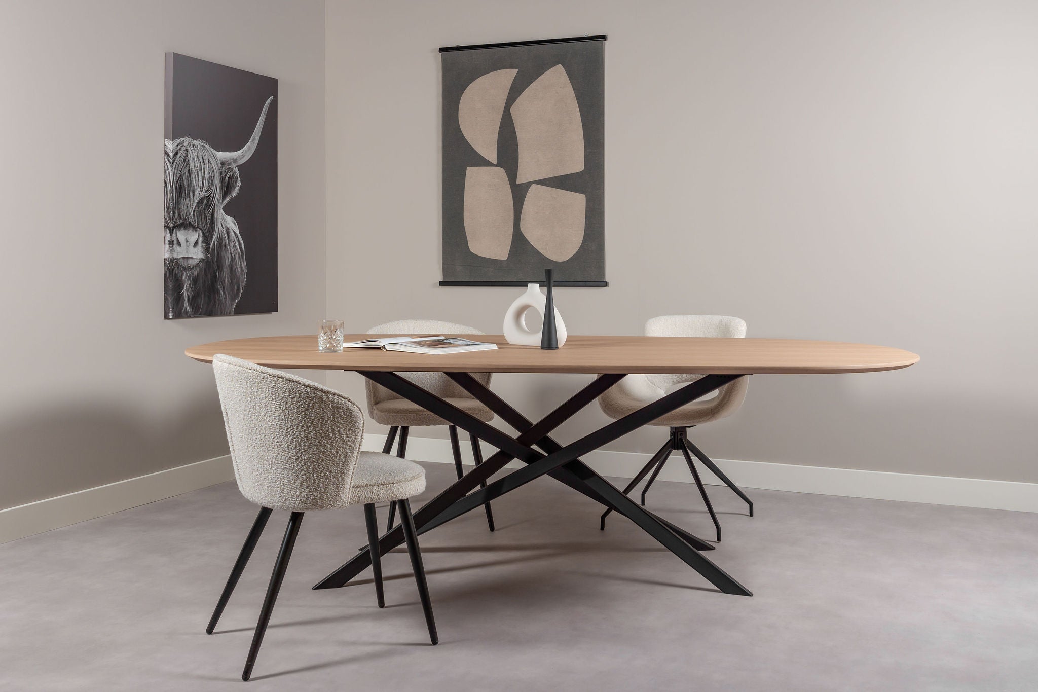 Deens ovale eiken eettafel fineer Elin
