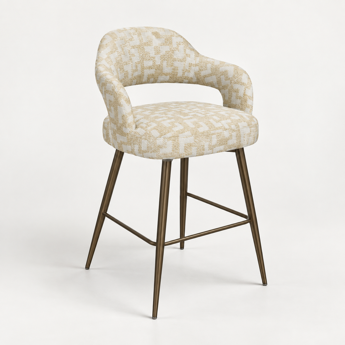 Barstoel firenze met armleuning - mosaic beige 05 - anodic brown