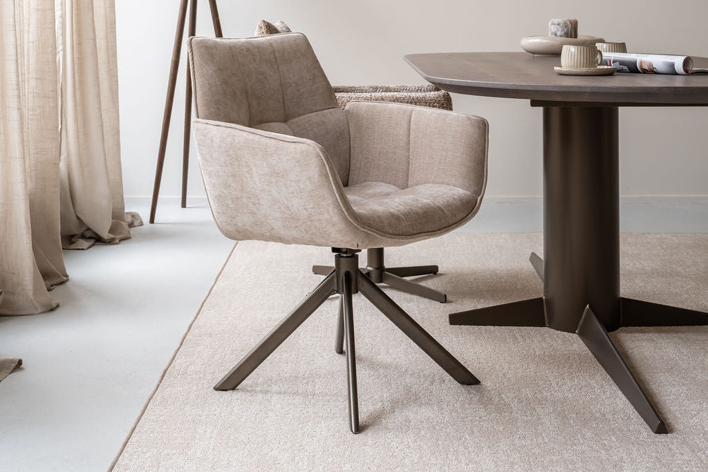 Eetkamerstoel monaco met armleuning - milan beige