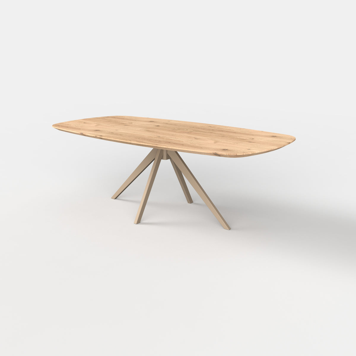 Deens ovale eiken eettafel Lente - ultra mat - onderstel beige
