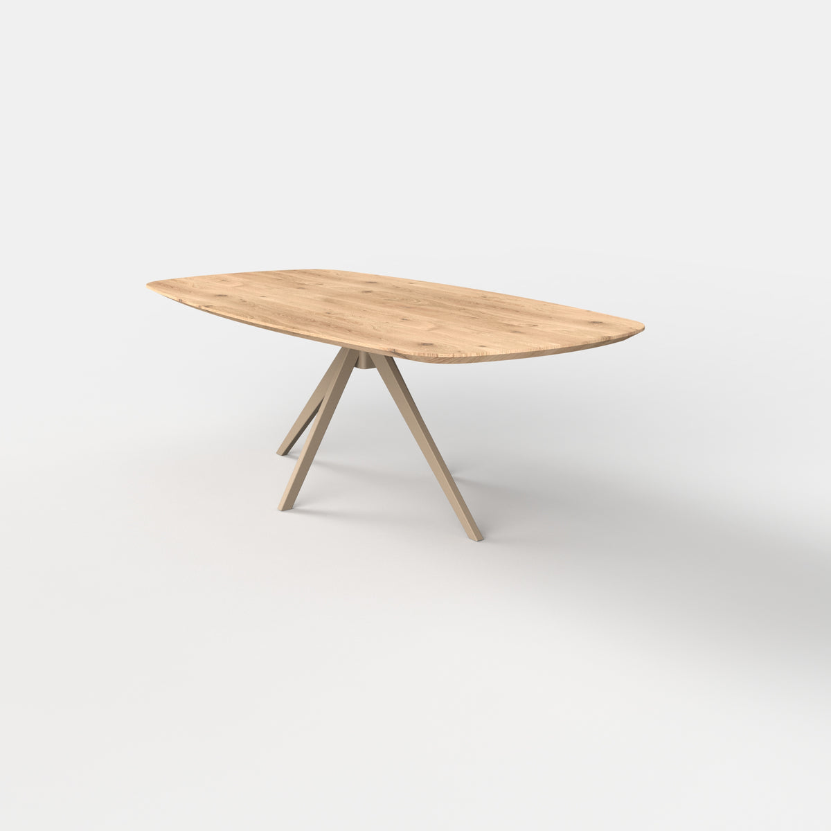 Deens ovale eiken eettafel Lente - ultra mat - onderstel beige