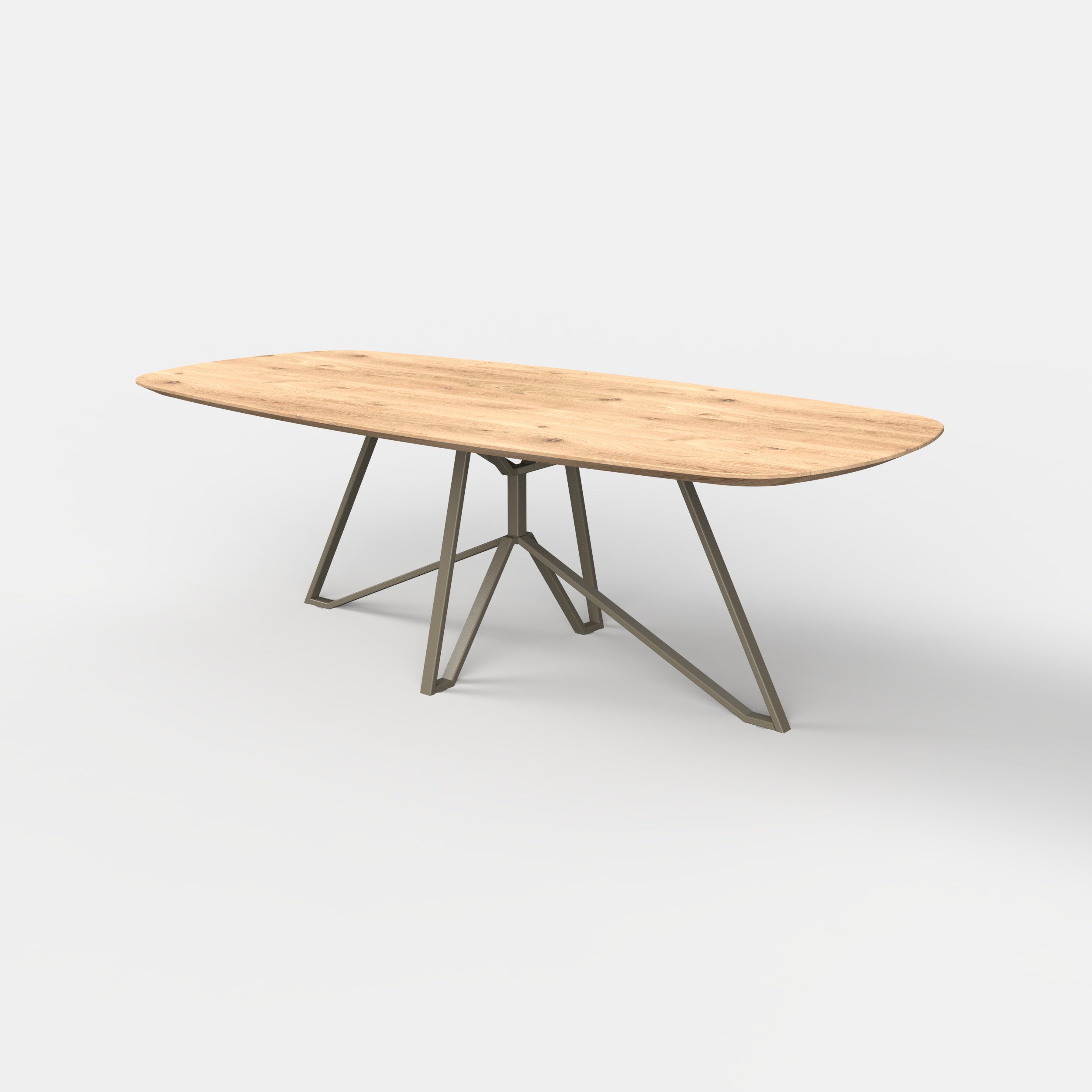 Deens ovale eiken eettafel mila - ultra mat - onderstel beige