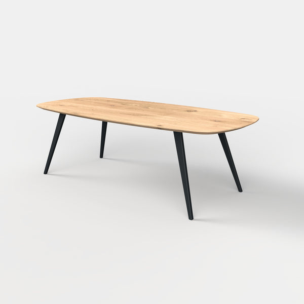 Deens ovale eiken eettafel taps zonder ligger