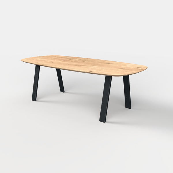 Deens ovale eiken eettafel trapezium