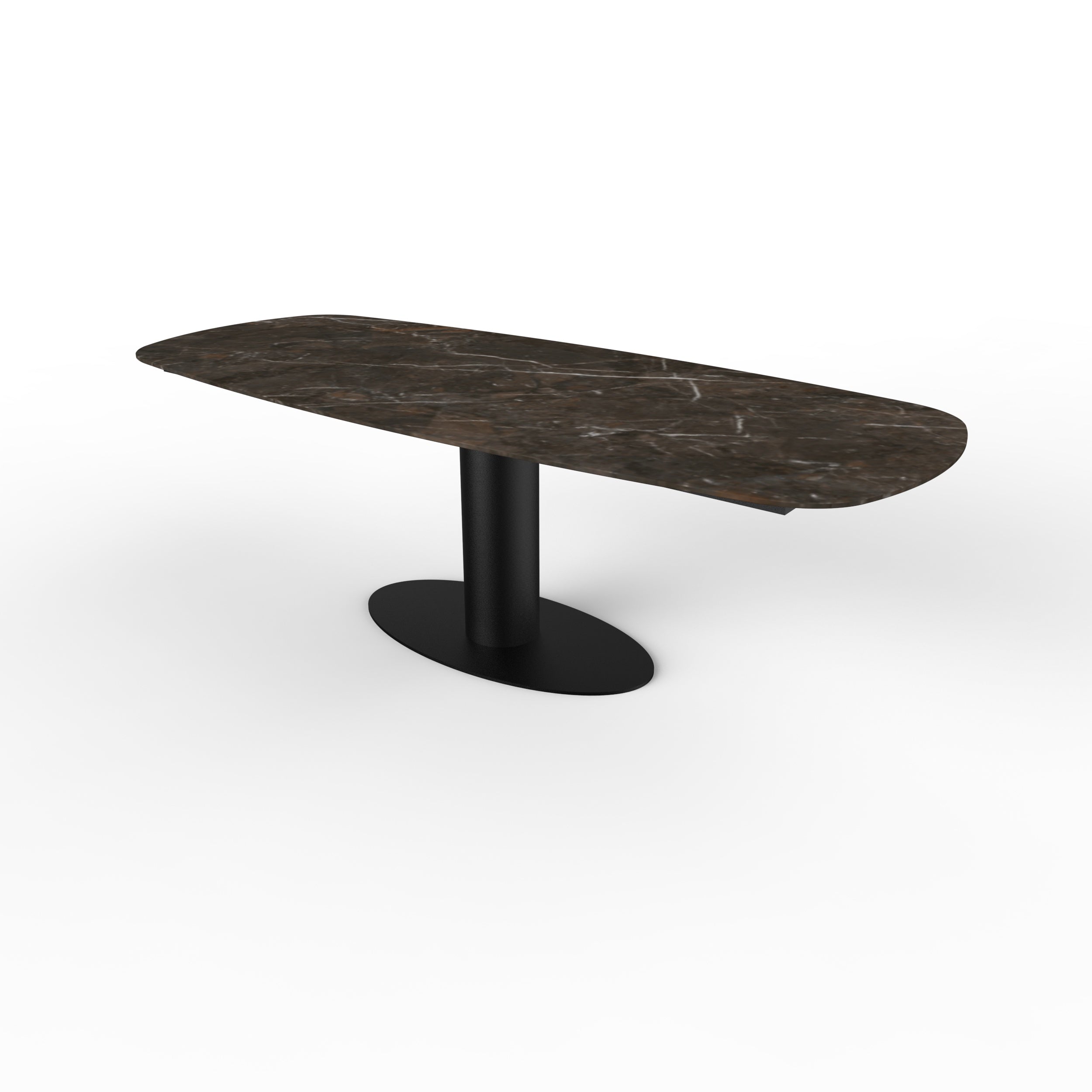 Deens ovale keramische tuintafel - Breccia Imperiale - avaro zwart