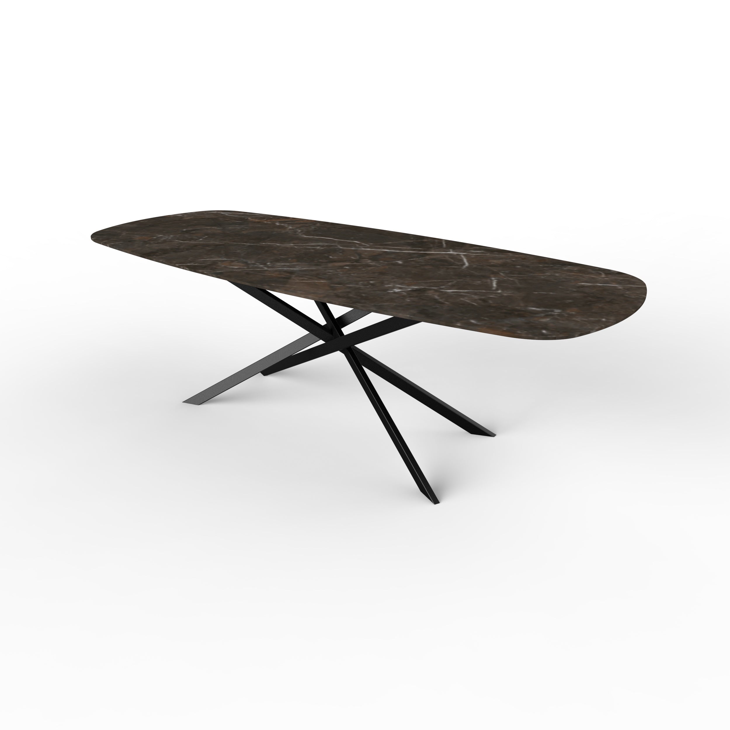 Deens ovale keramische tuintafel - Breccia Imperiale - mikado zwart