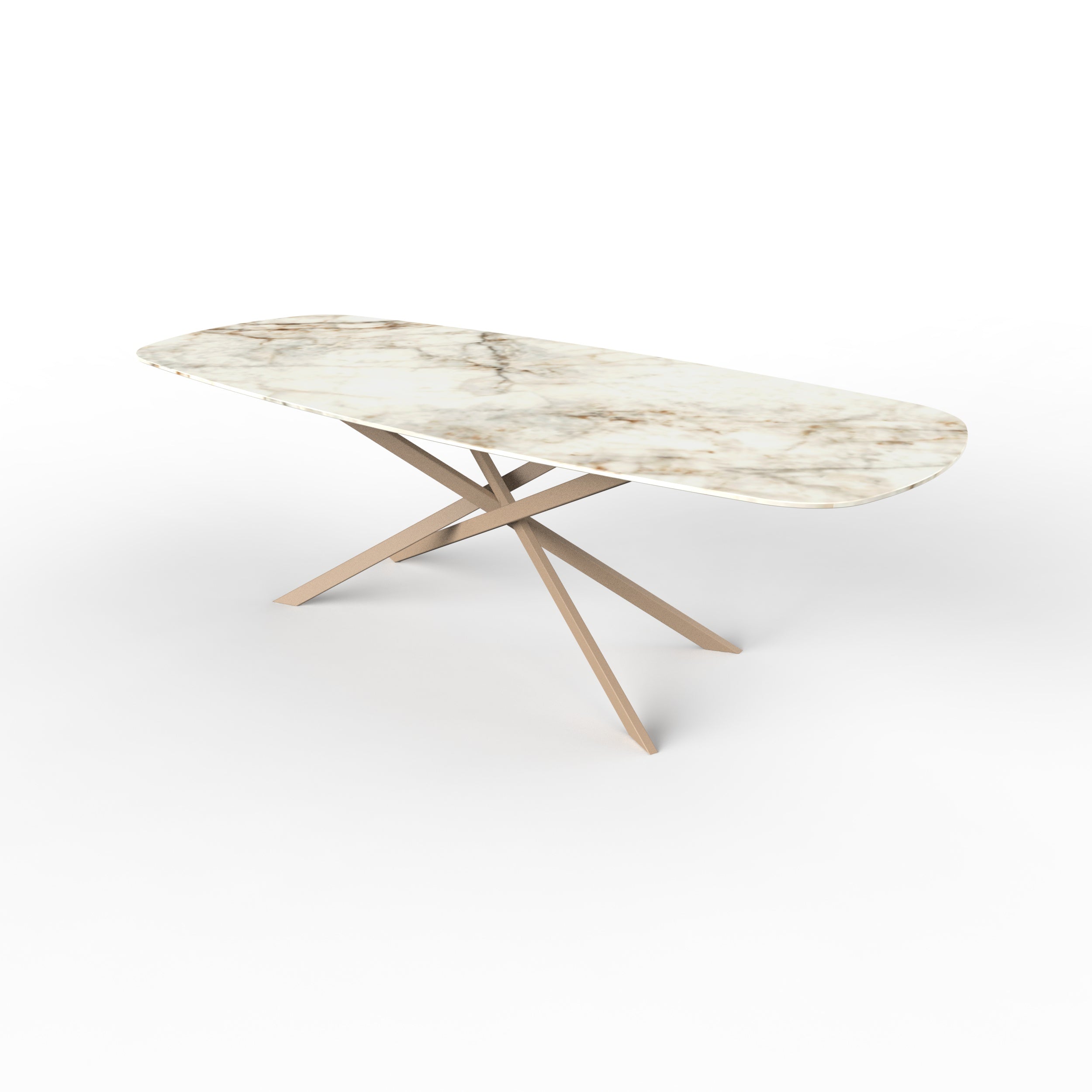 Deens ovale keramische tuintafel - Cuarzo Reno - mikado beige