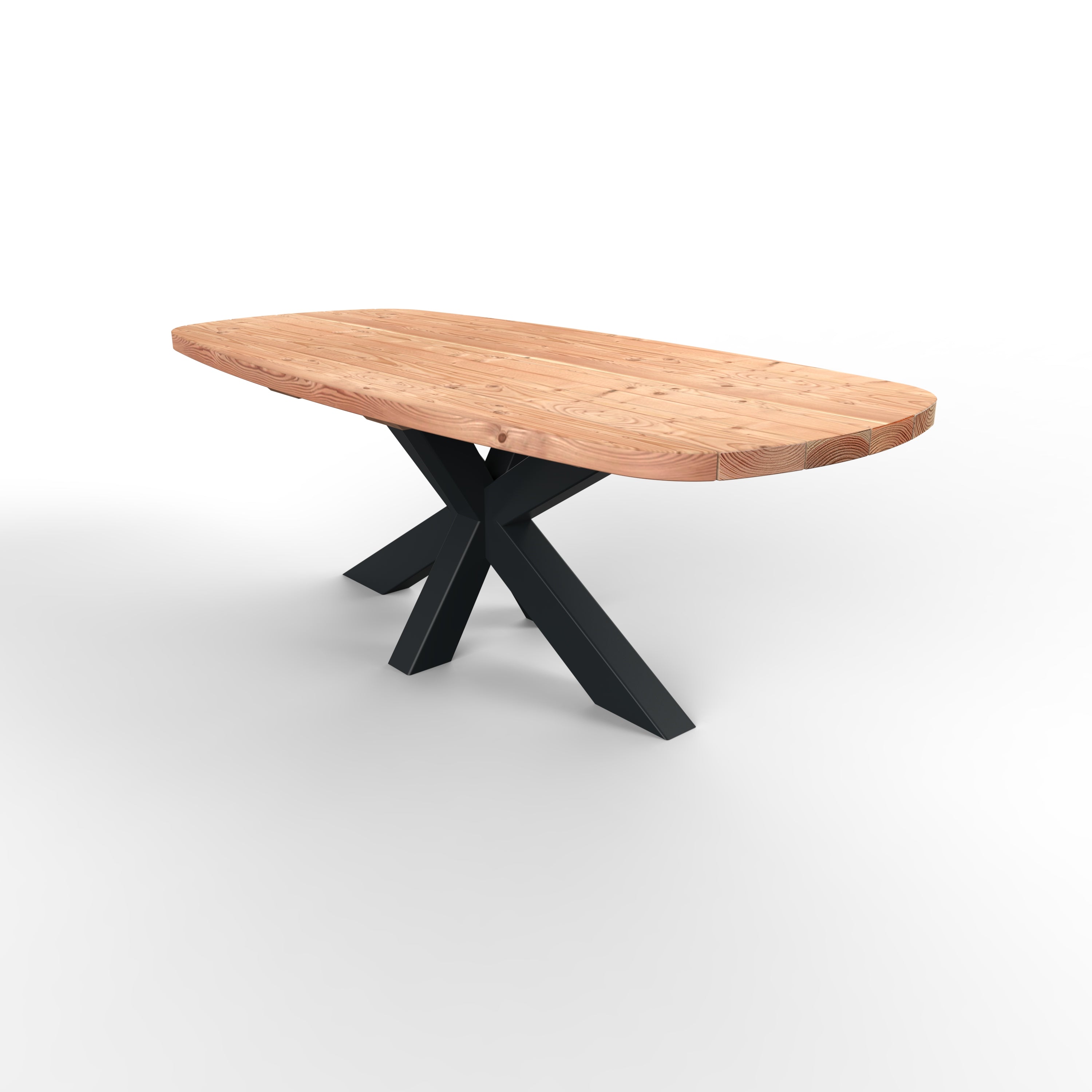 Deens ovale douglas tuintafel - stalen matrixpoot zwart