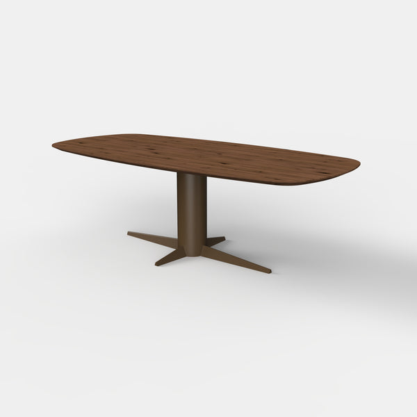 Deens ovale eiken eettafel Dex - Mokka - onderstel anodic brown