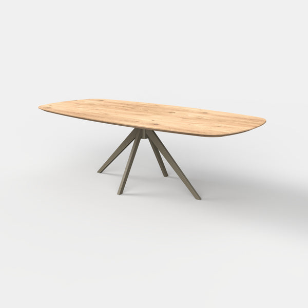 Deens ovale eiken eettafel Lente - ultra mat - onderstel beige