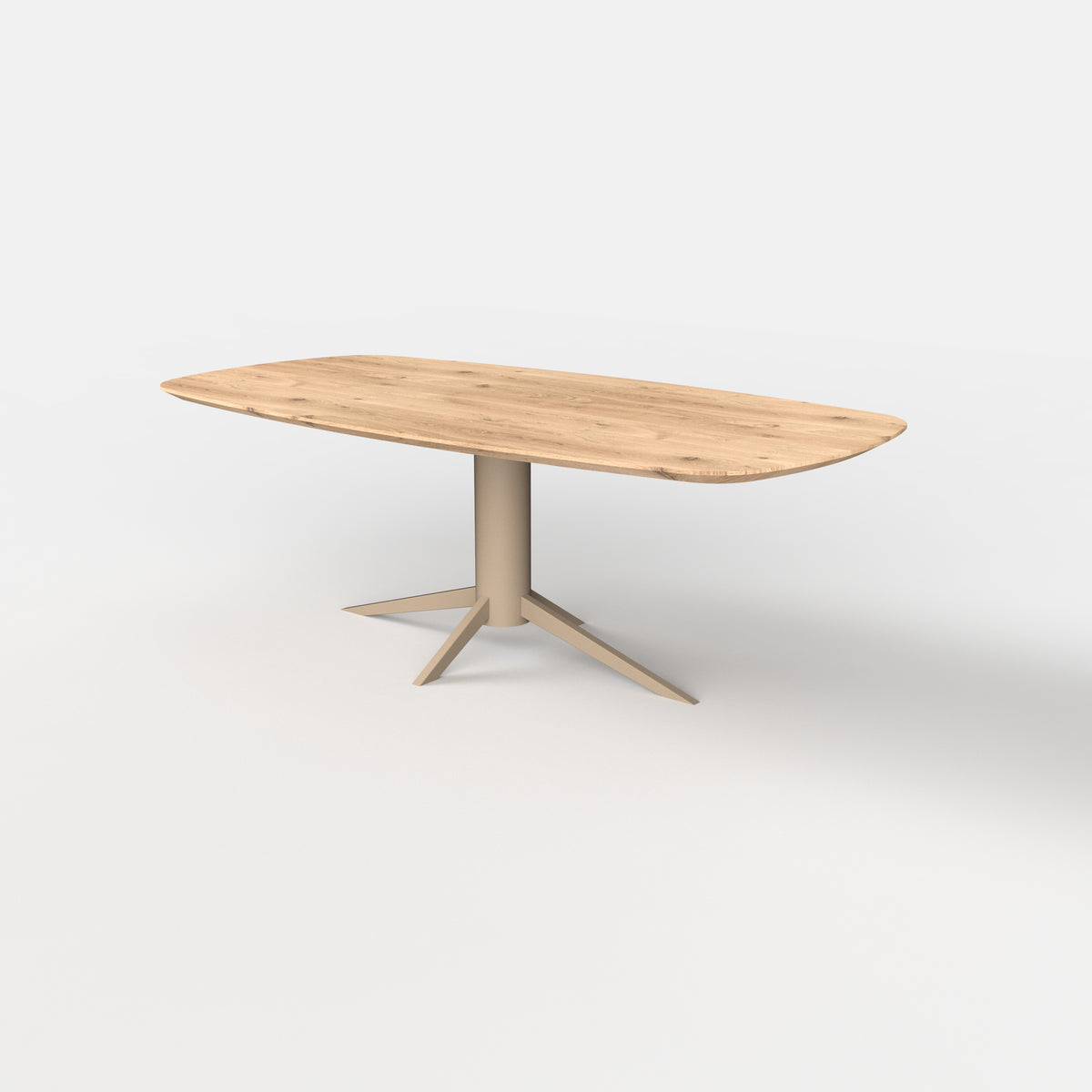 Deens ovale eiken eettafel Levi - ultra mat - onderstel beige