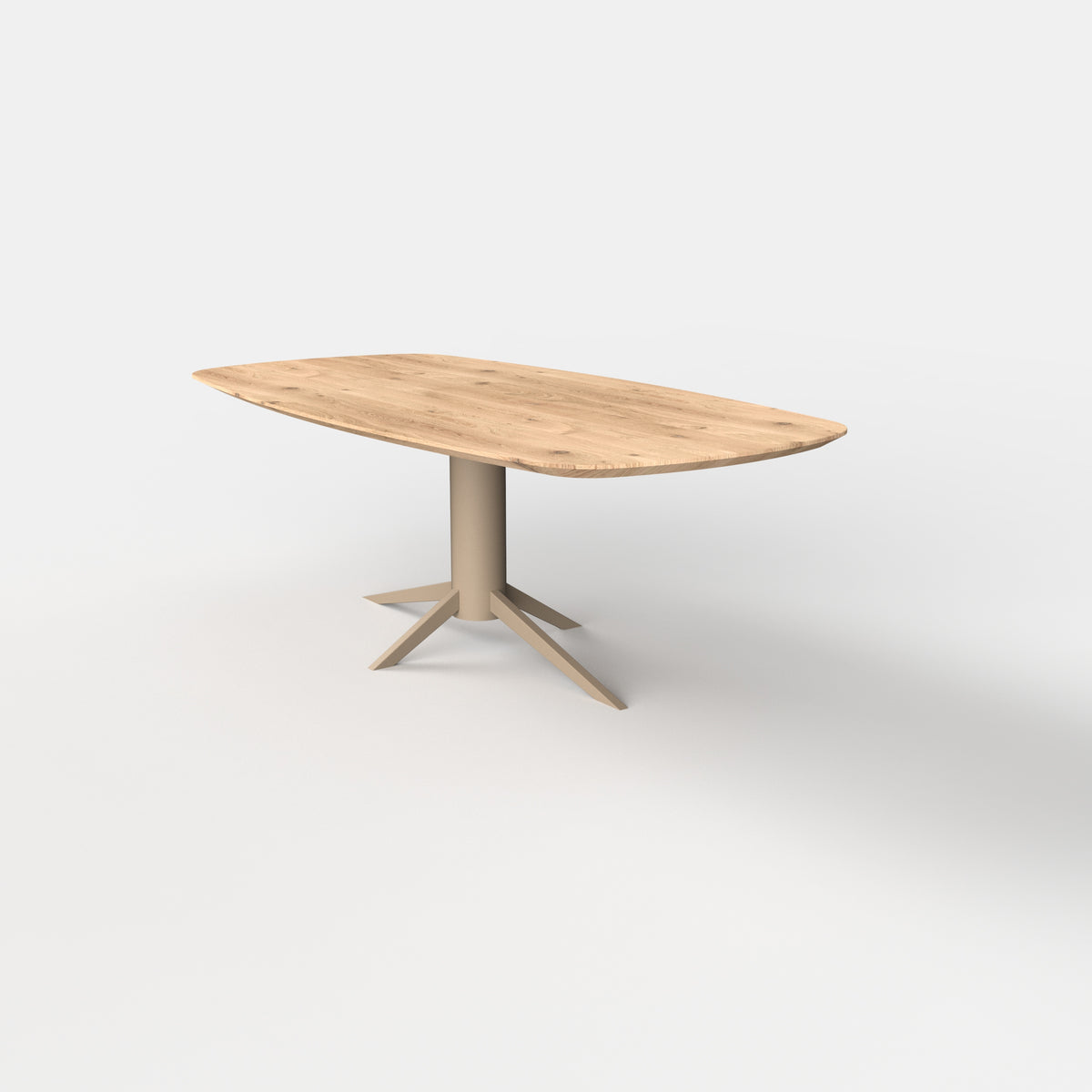 Deens ovale eiken eettafel Levi - ultra mat - onderstel beige