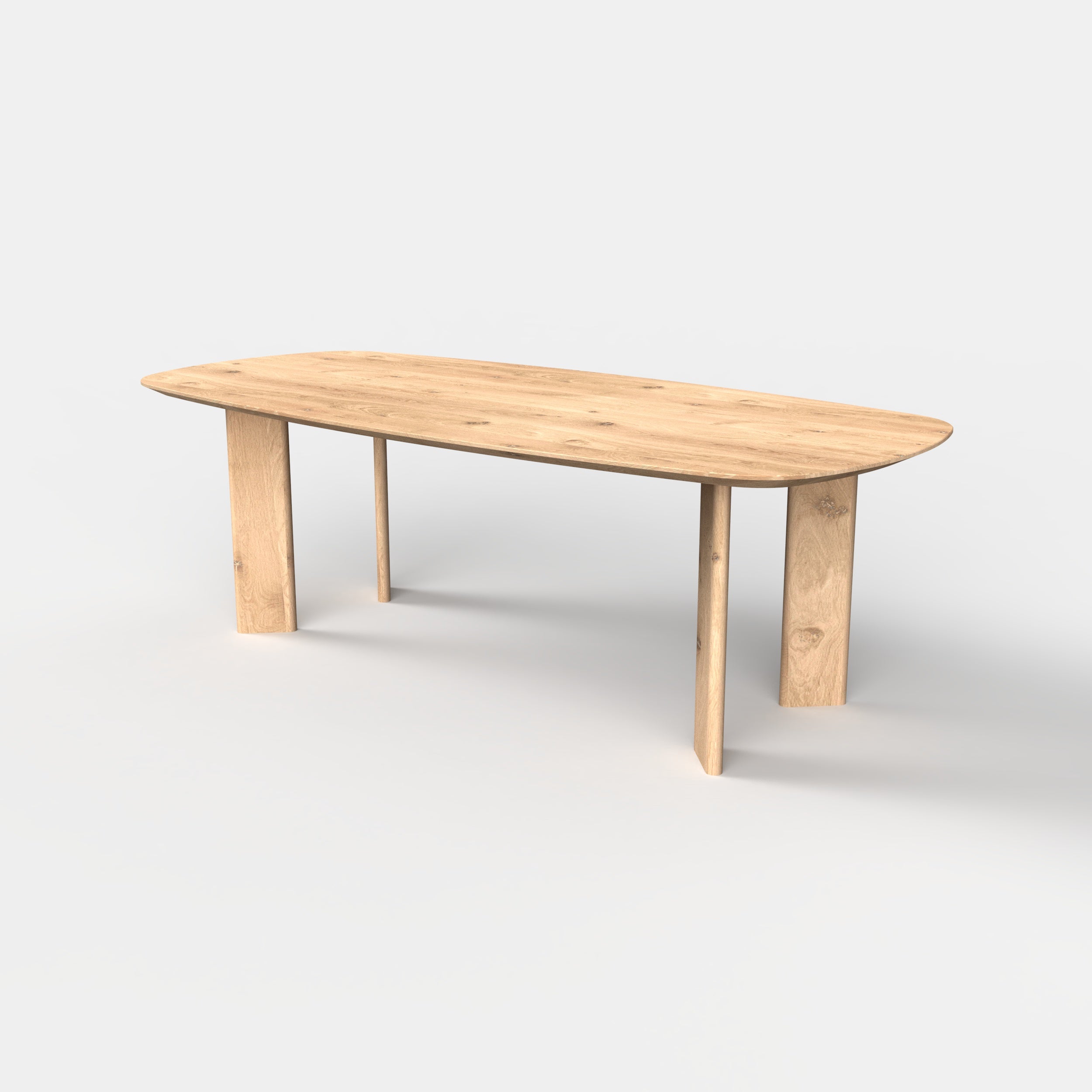 Deens ovale eiken eettafel mika, massief eiken tafelblad, met 4 eiken tafelpoten