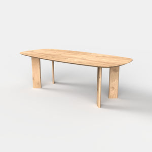 Deens ovale eiken eettafel mika, massief eiken tafelblad, met 4 eiken tafelpoten