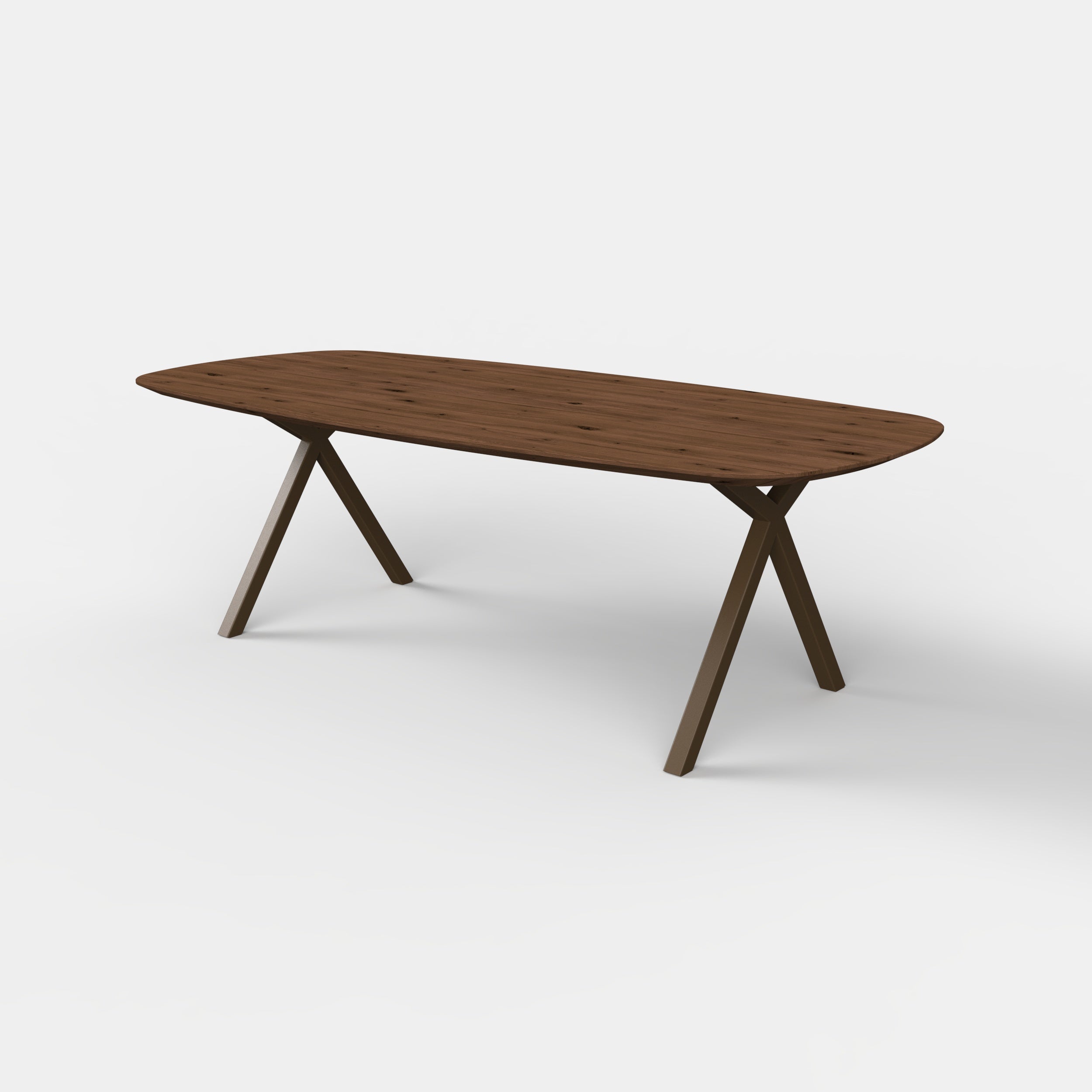 Deens ovale eiken eettafel Tess - Mokka - onderstel anodic brown