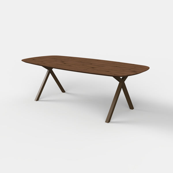 Deens ovale eiken eettafel Tess - Mokka - onderstel anodic brown