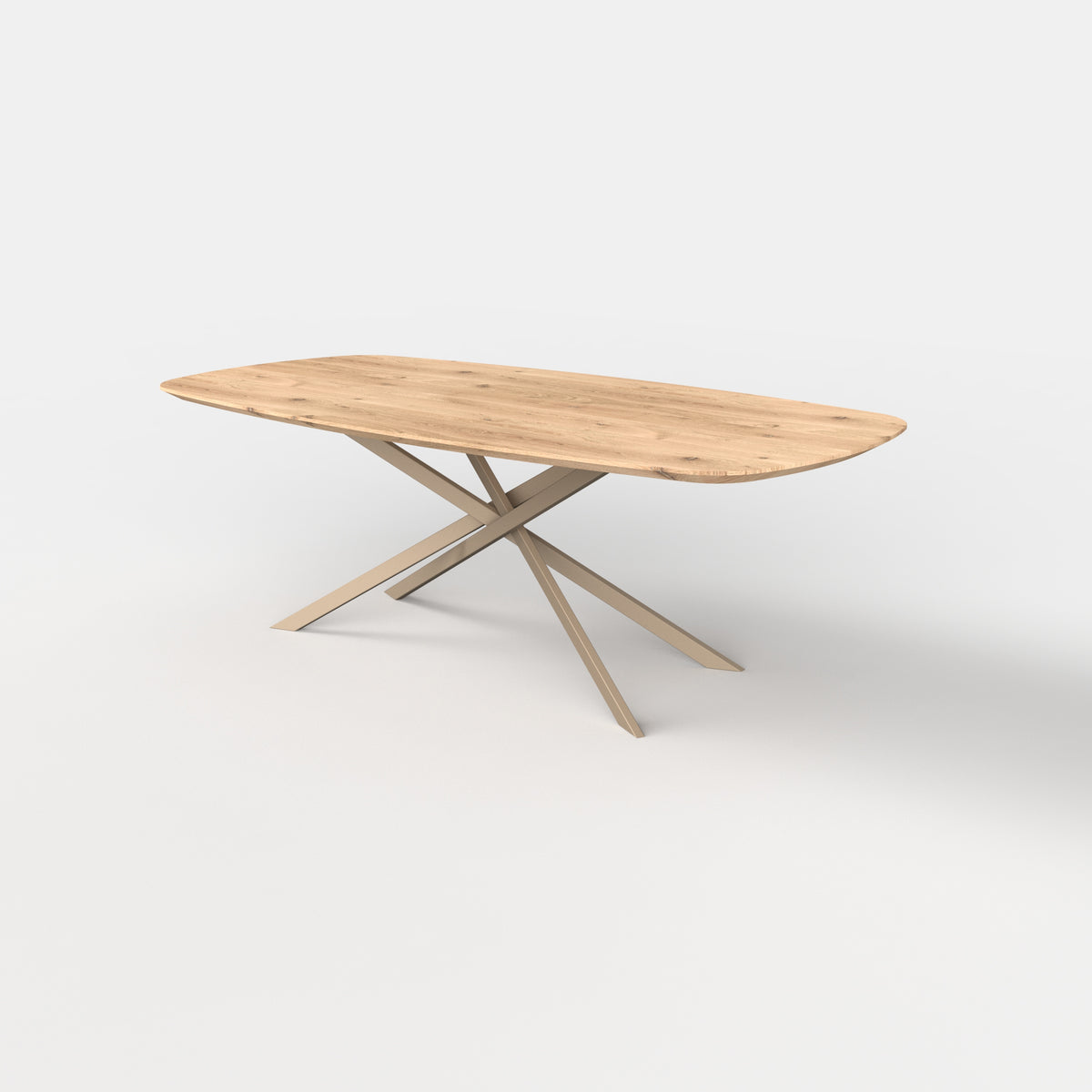 Deens ovale eiken eettafel mikado - ultra mat - onderstel beige