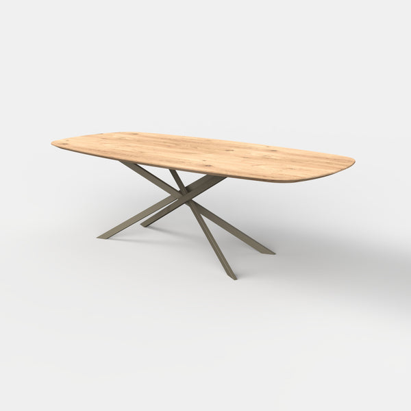 Deens ovale eiken eettafel mikado - ultra mat - onderstel beige