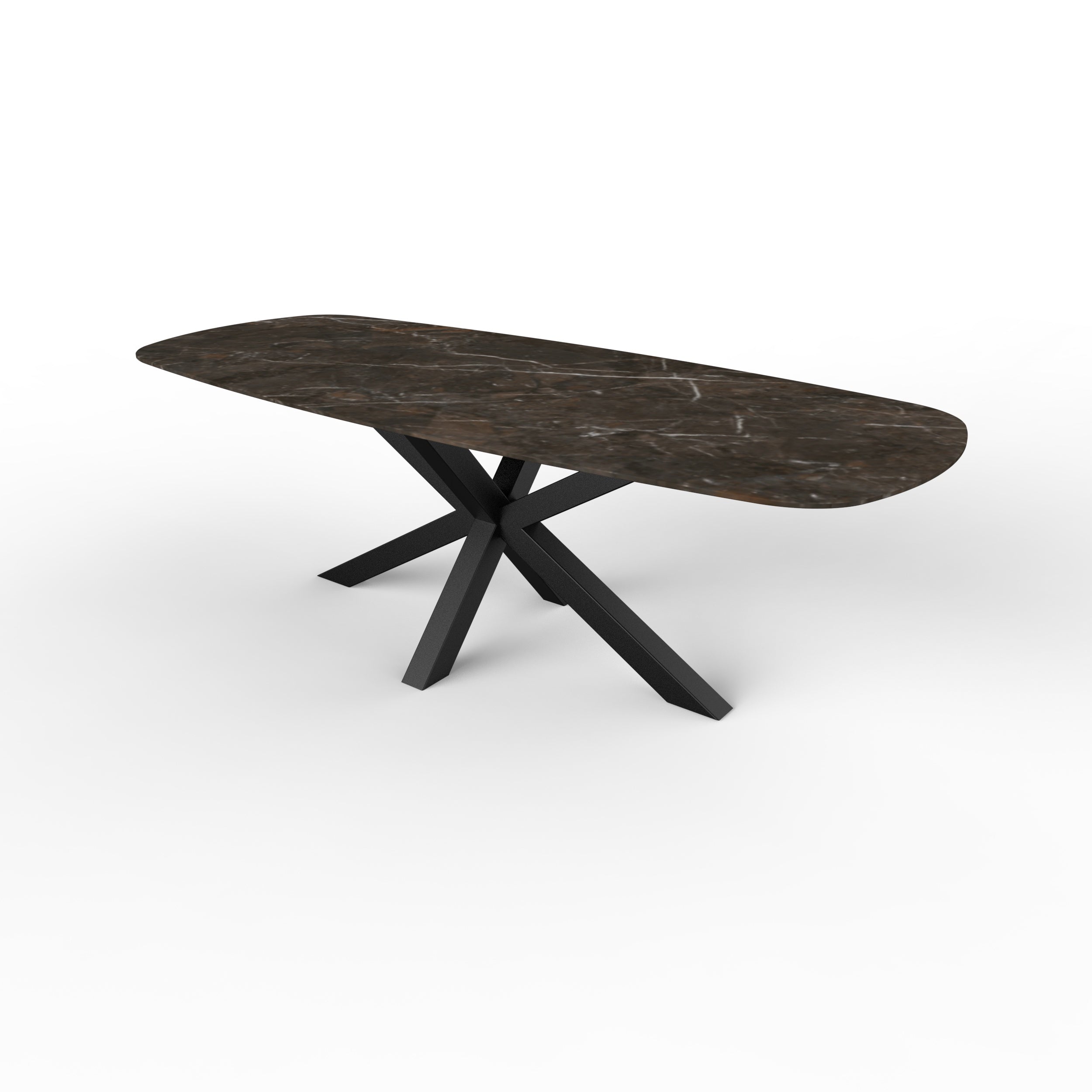 Deens ovale keramische tuintafel - Breccia Imperiale - matrix 8x8 cm zwart