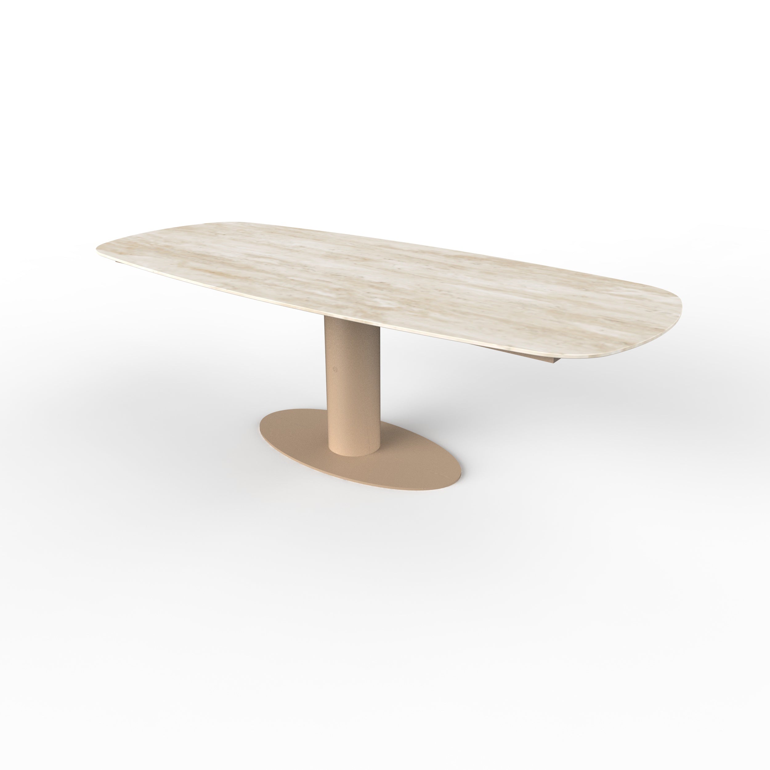 Deens ovale keramische tuintafel - travertino - avaro beige