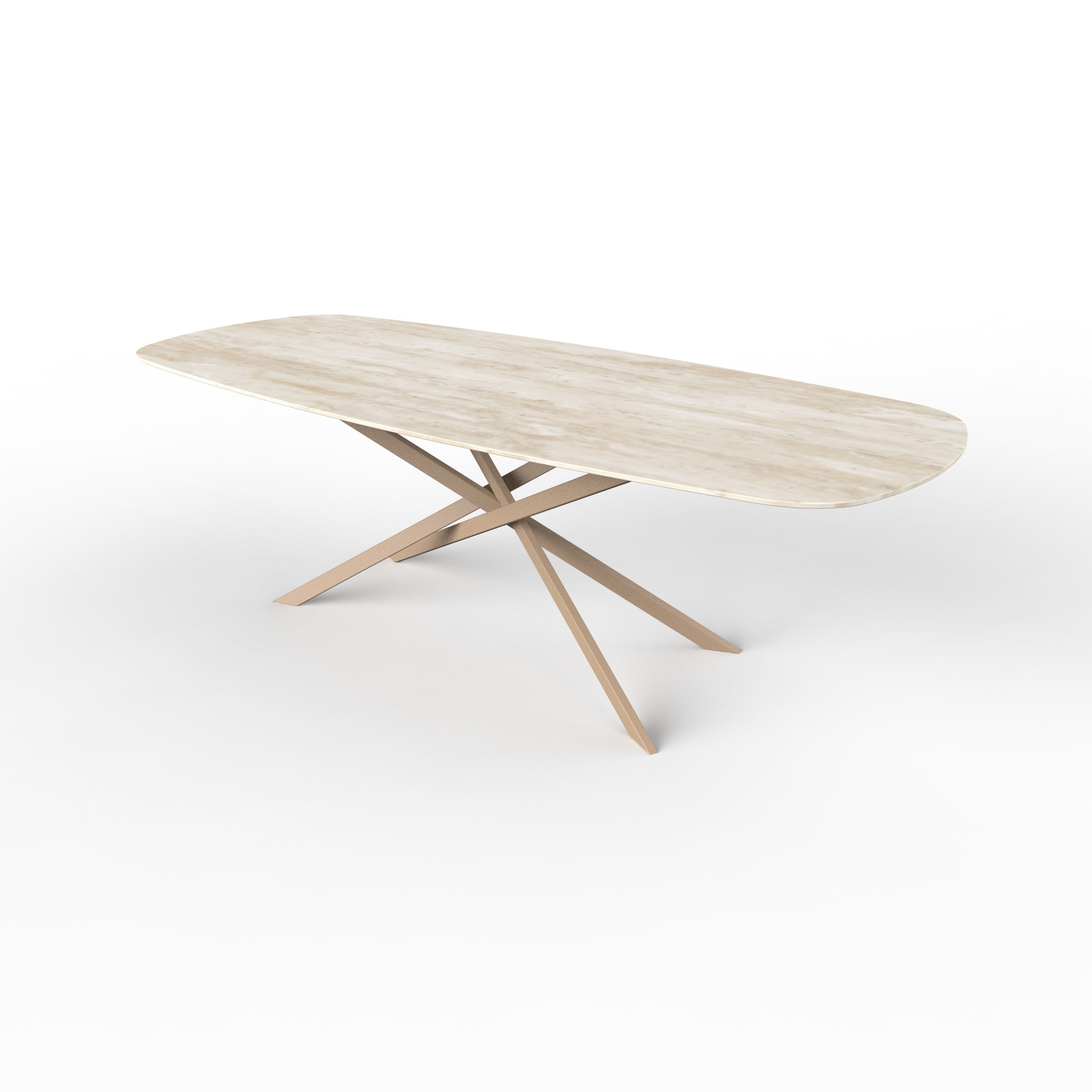 Deens ovale keramische tuintafel - Travertino - mikado beige