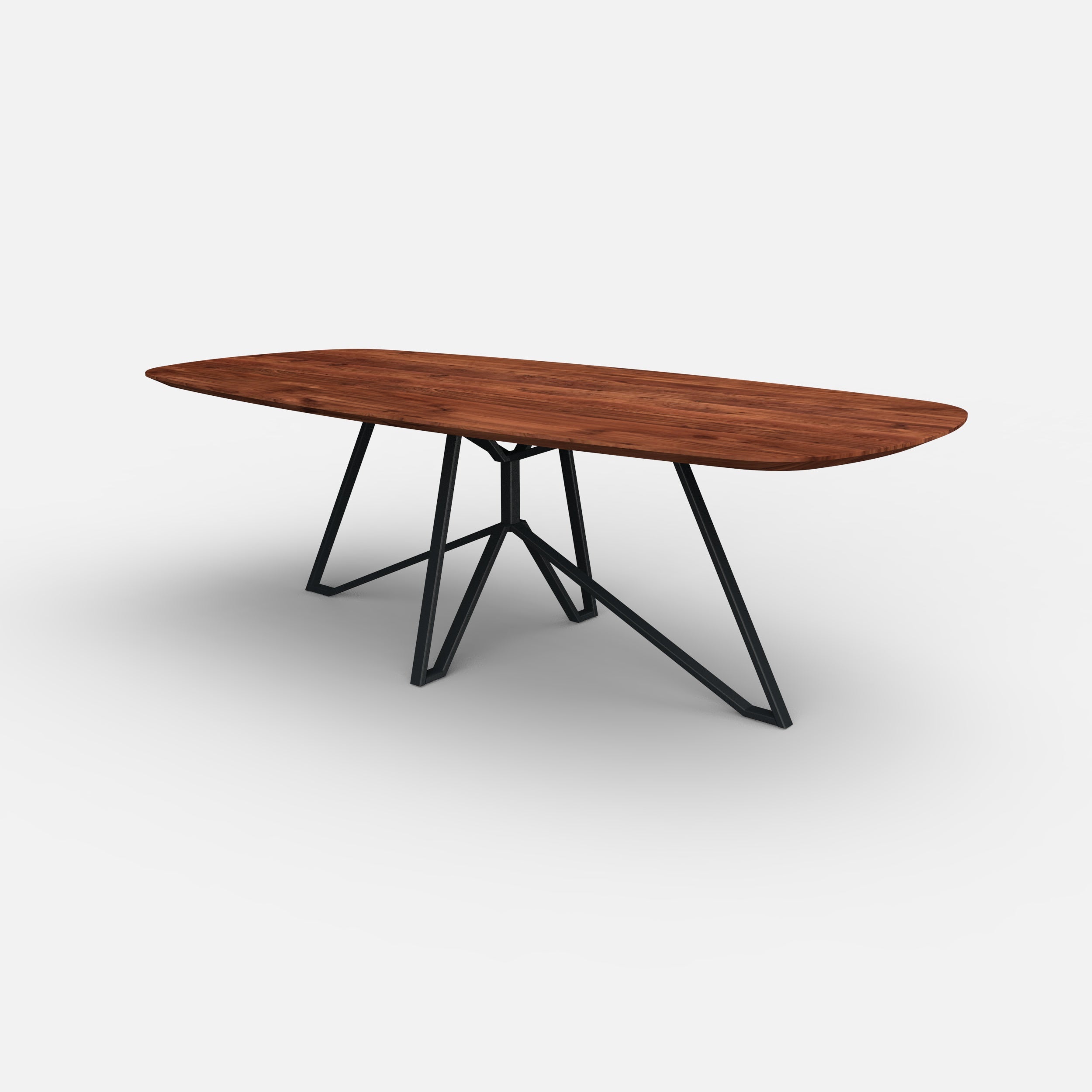 Deens ovale notenhouten eettafel mila, Massief notenhout, massief walnoten hout, minimalistisch design, op maat samenstellen