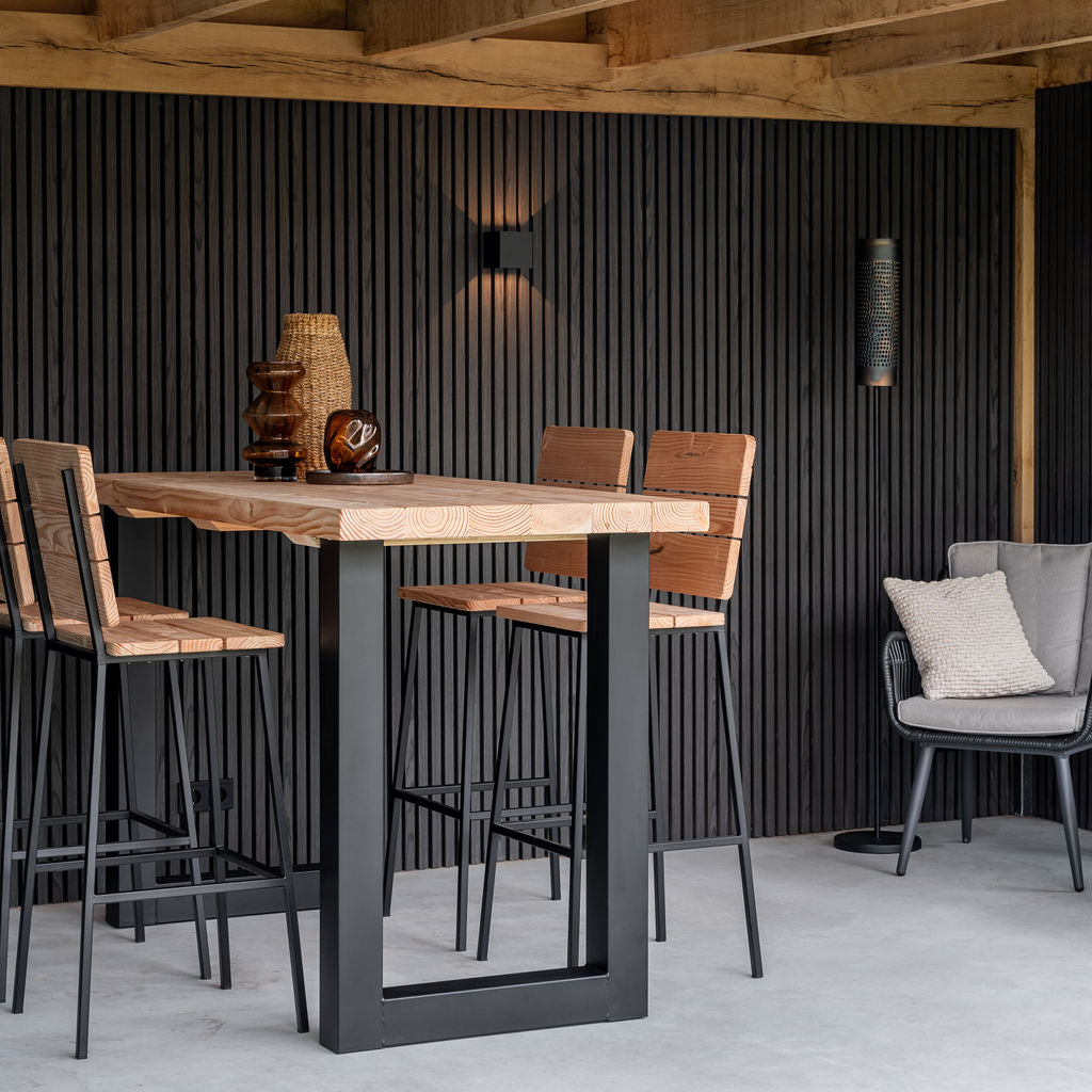 Douglas bartafel met stalen U-poten zwart