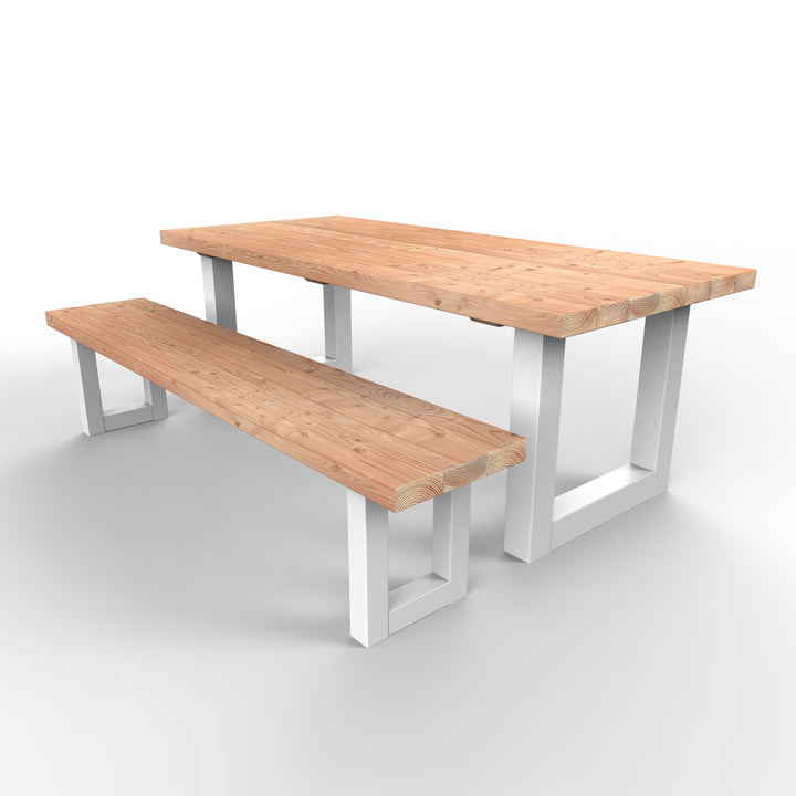 Douglas tuinset tafel en bank - u-poten wit