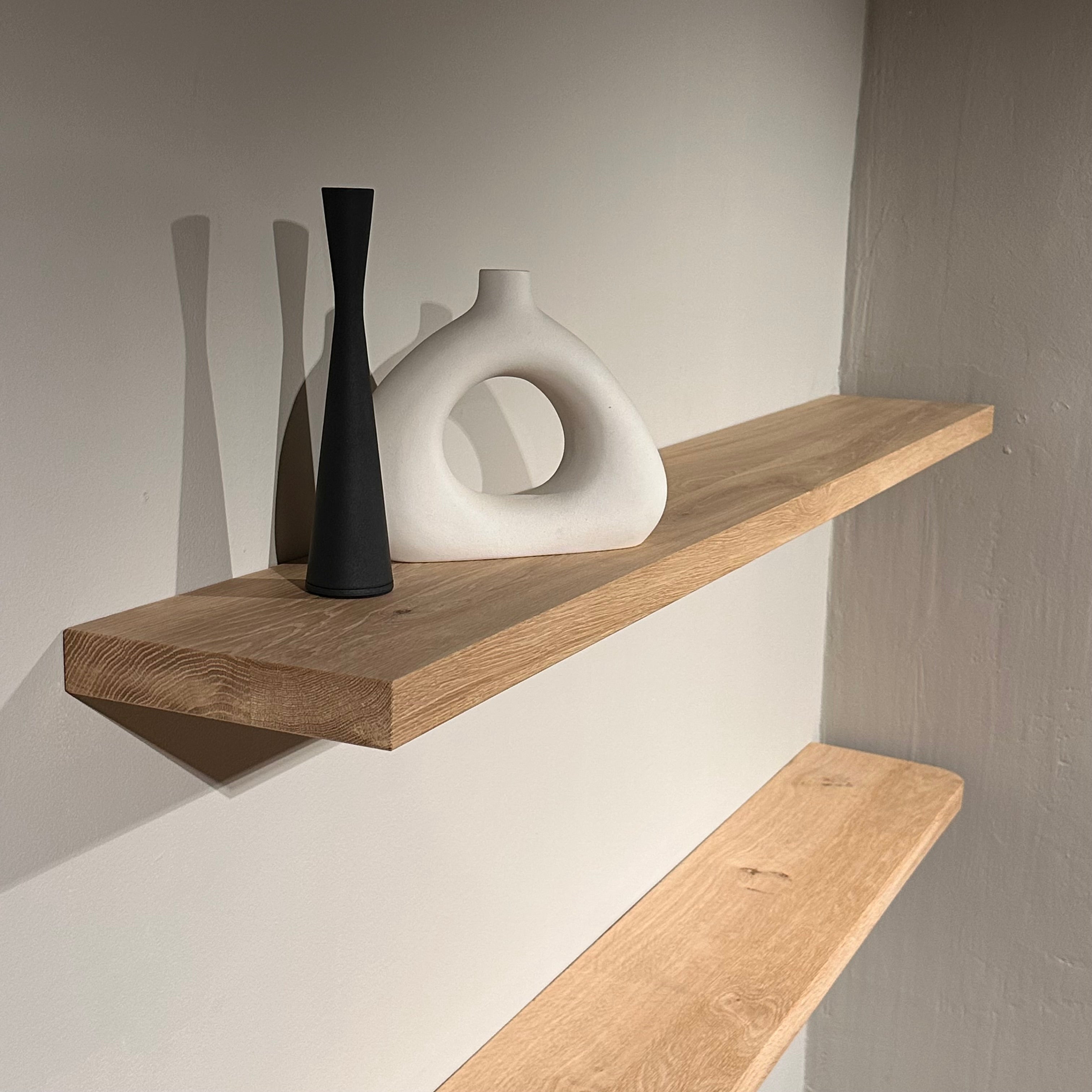 Eiken wandplank rechte hoek