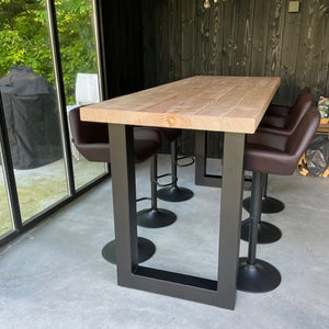 Douglas bartafel met stalen U-poten zwart gepoedercoat