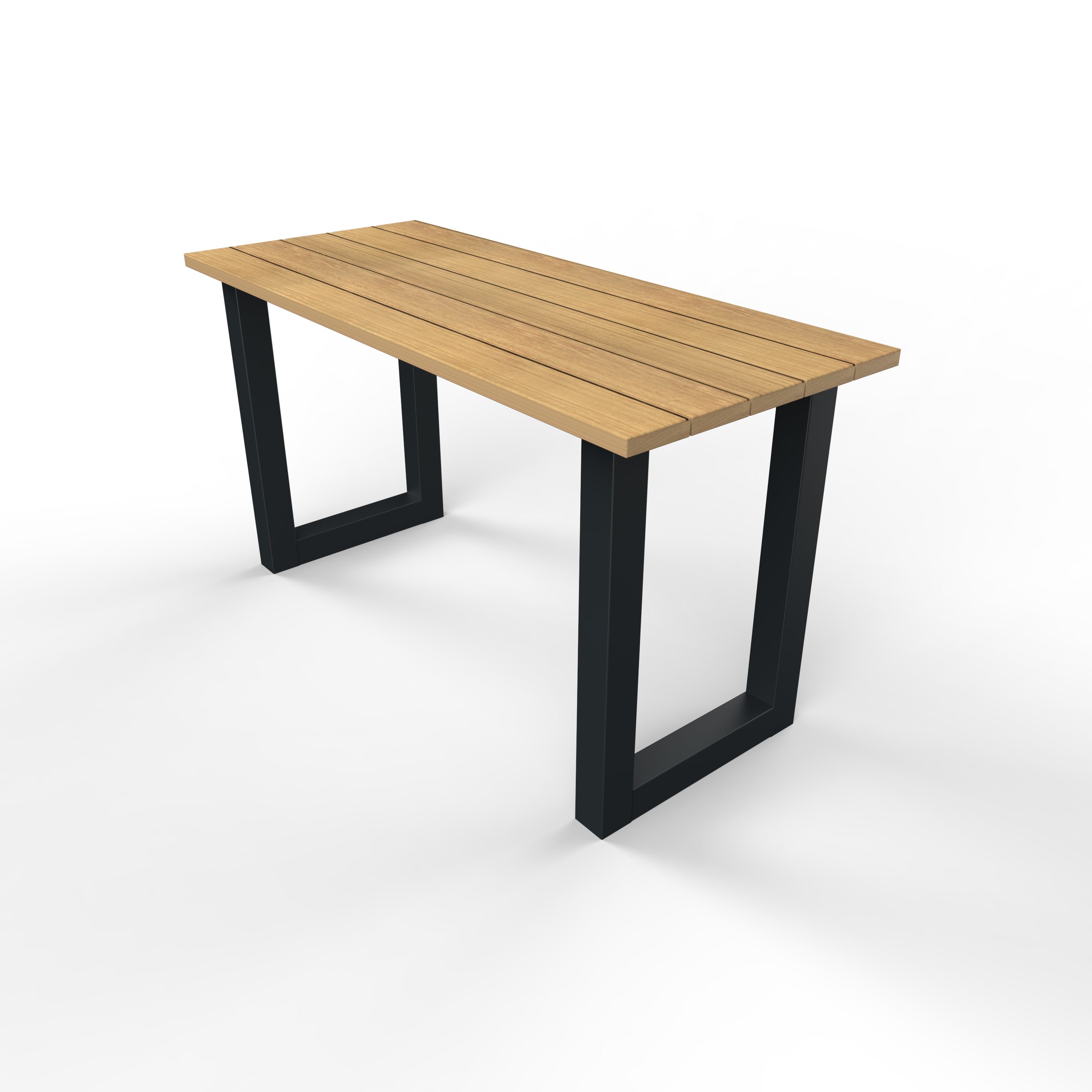 Iroko hardhouten bartafel met stalen U-poten zwart