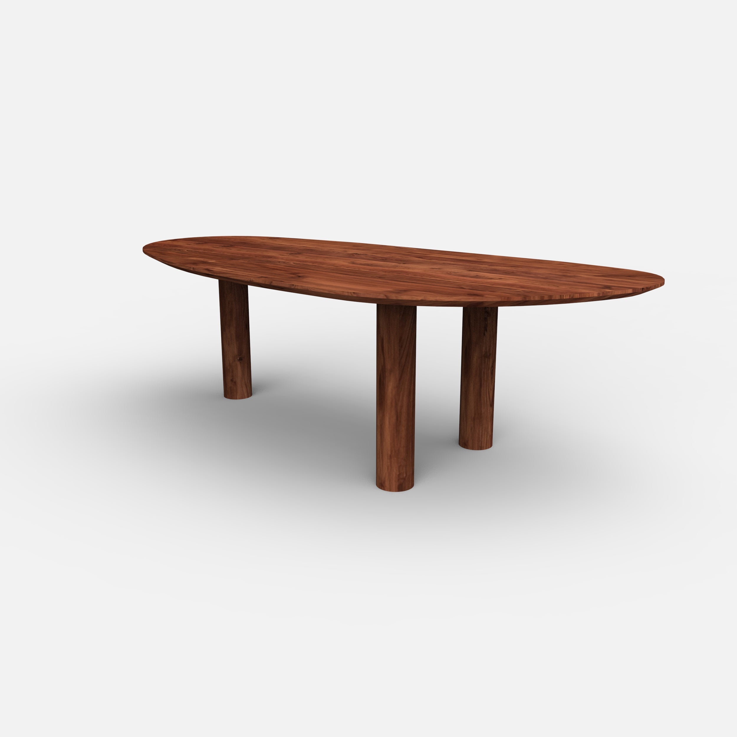 Organische notenhouten eettafel rondo, walnoten tafel, massief notenhout, massief walnoot hout