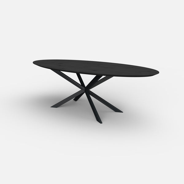 Ovale eiken eettafel spider zwart