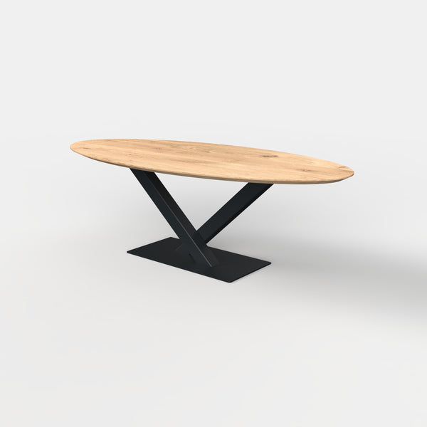 Ovale eiken eettafel V-poot
