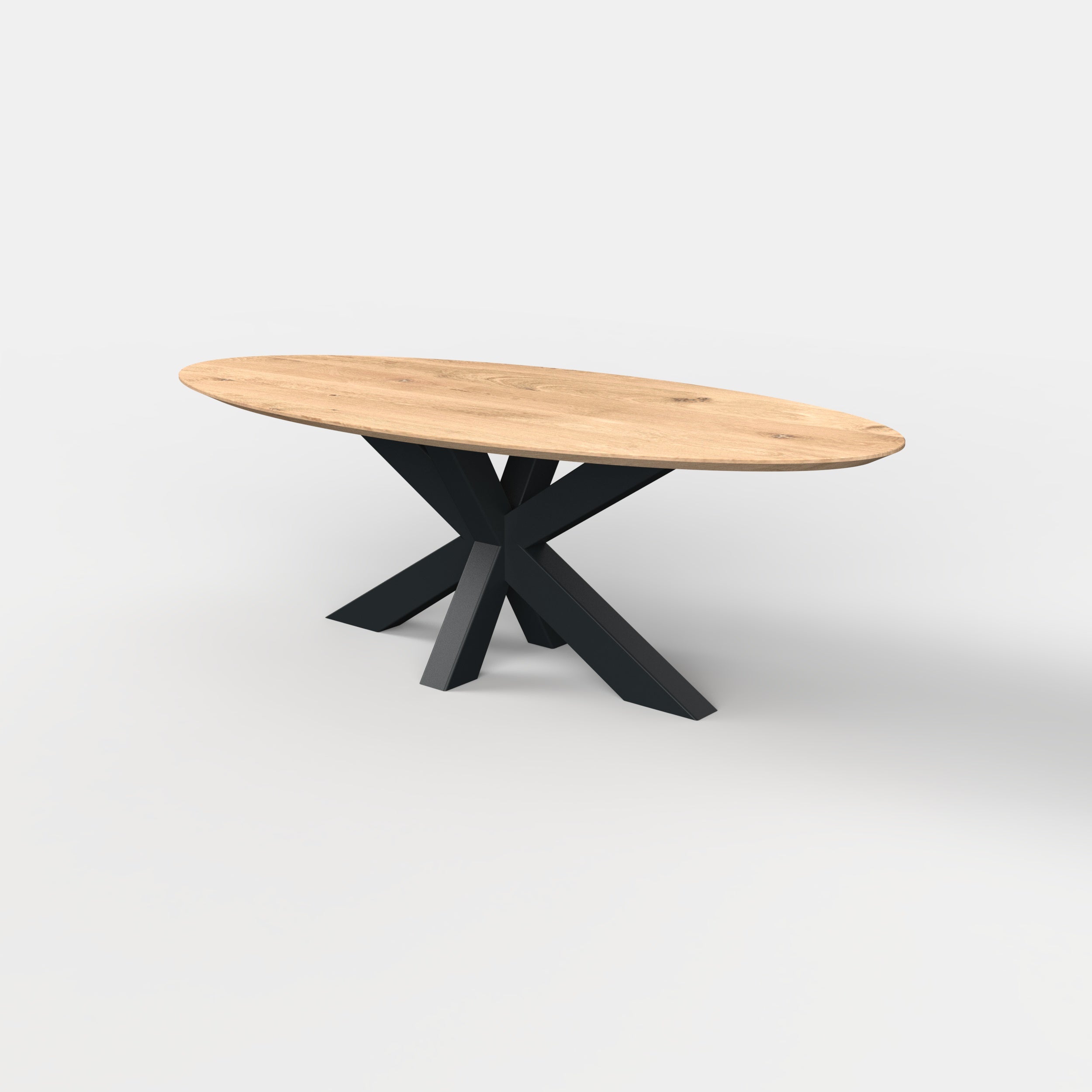Eiken ovale eettafel matrixpoot 10x10cm