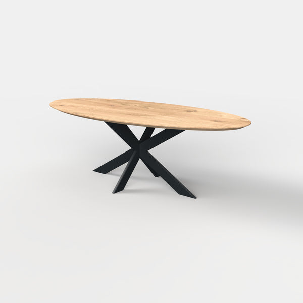 Ovale eiken eettafel matrix 10x3 cm