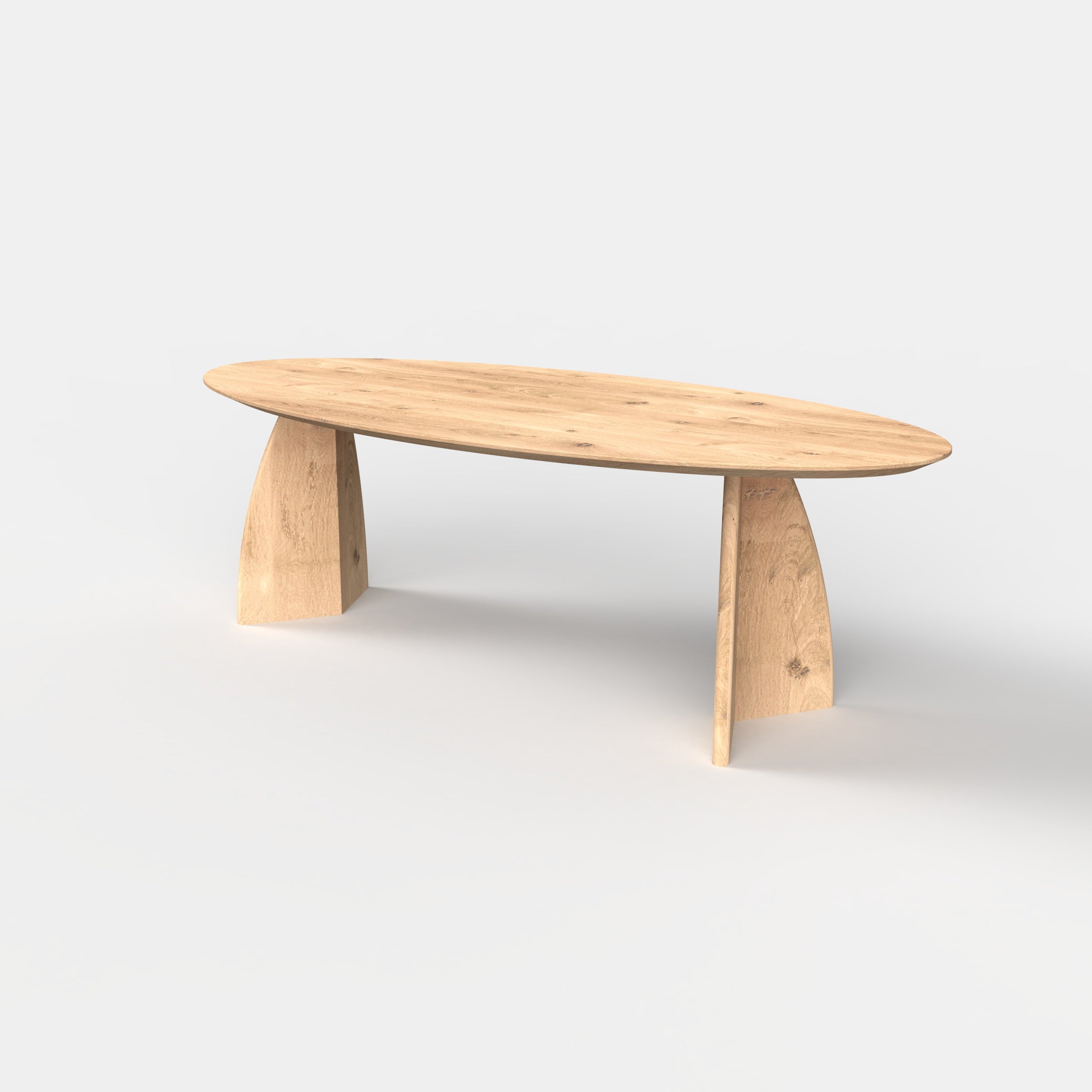 Ovale eiken eettafel Elva, Massief eiken tafelblad, eiken tafelpoten Elva