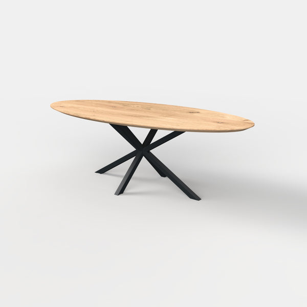 Ovale eiken eettafel matrix 5x5cm