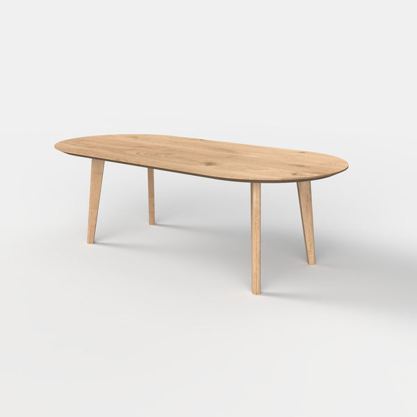 Plat ovale eiken eettafel Finn