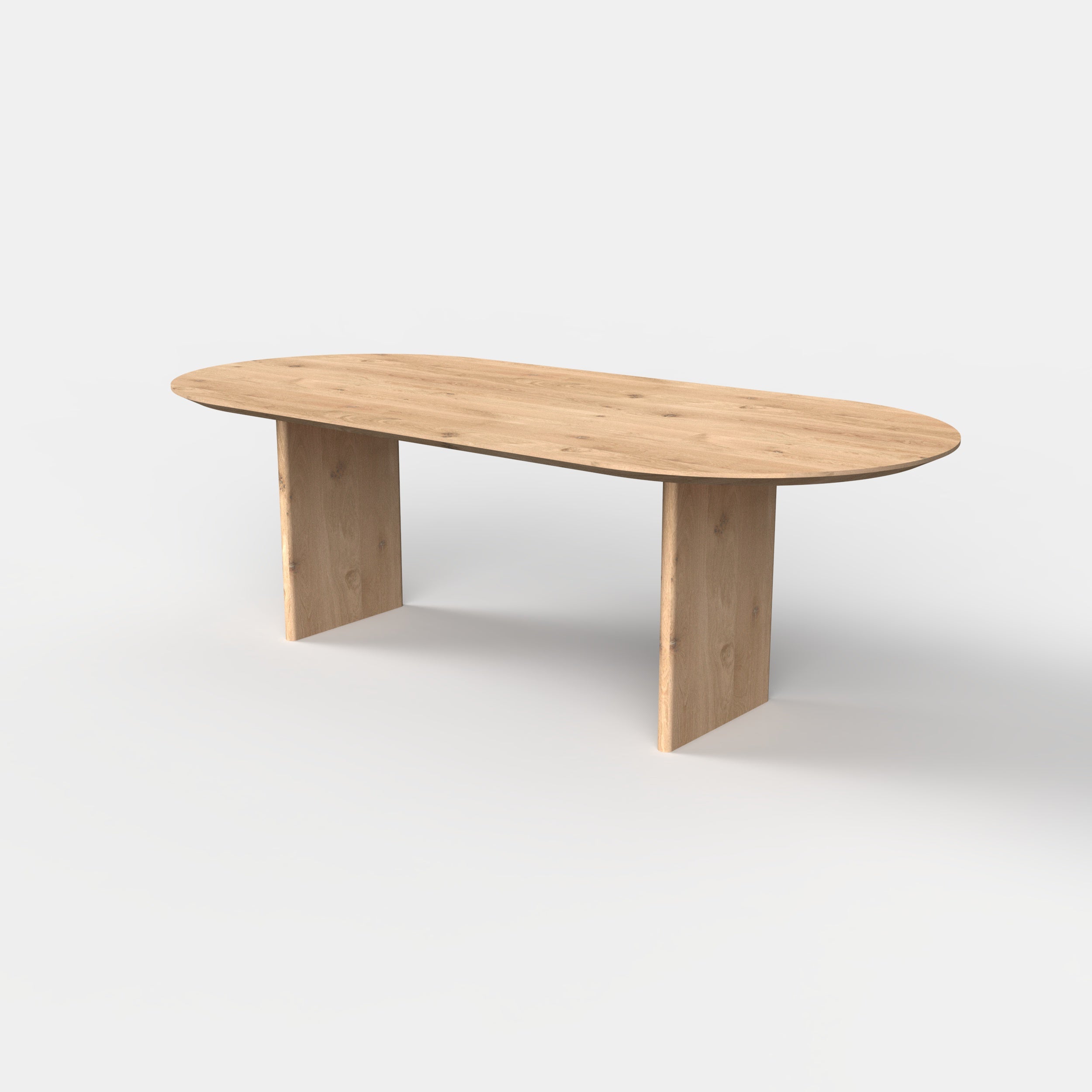 Plat ovale eiken eettafel arvo, massief eiken tafelpoten, eiken tafelblad