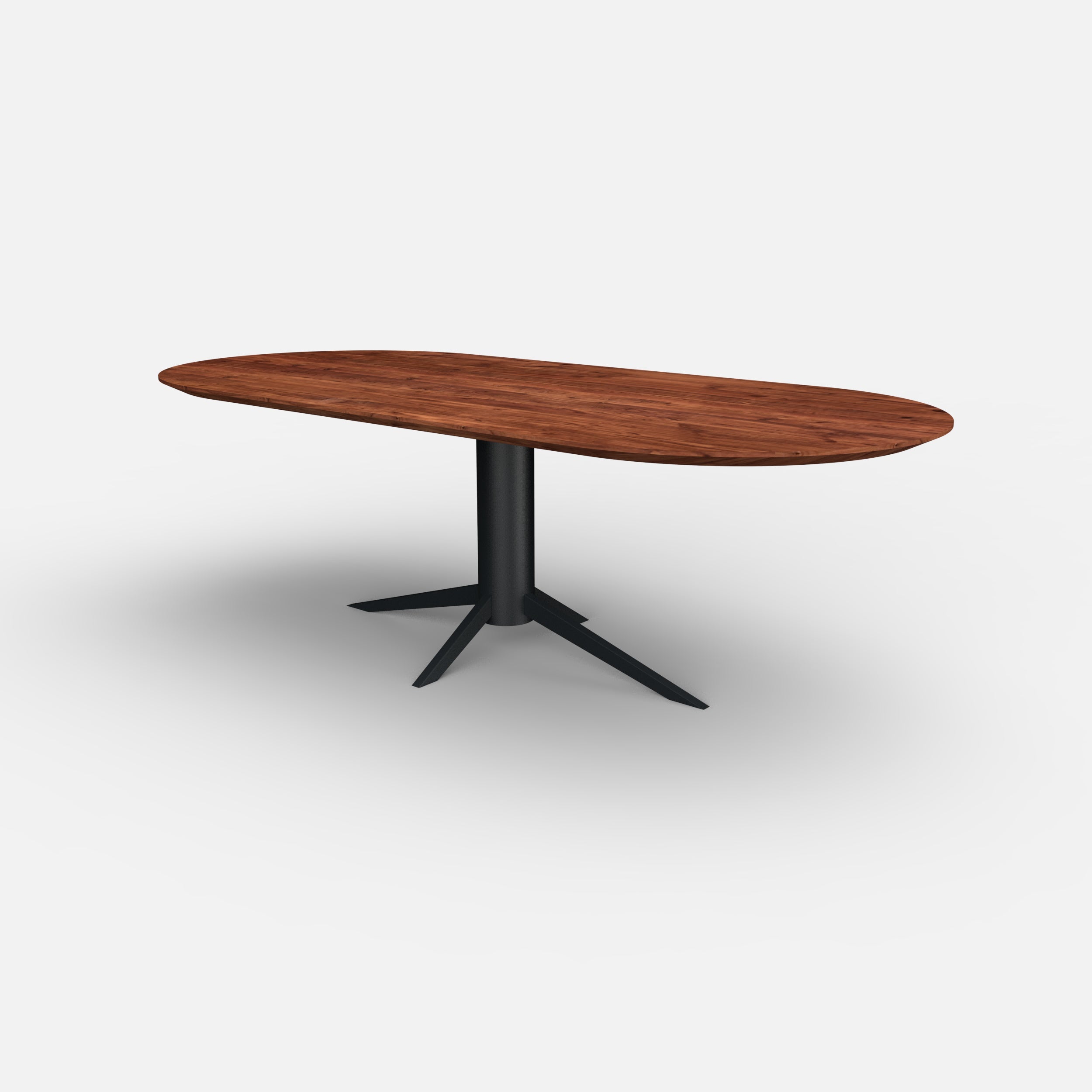 Plat ovale notenhouten eettafel Levi, massief notenhout, massief walnoten hout, tafel op maat, eettafel samenstellen