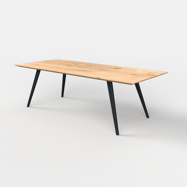 Rechthoekige eiken eettafel taps zonder ligger
