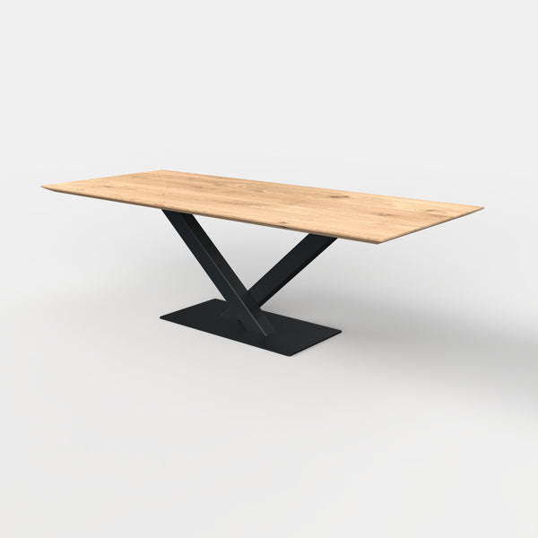 Rechthoekige eiken eettafel V-poot
