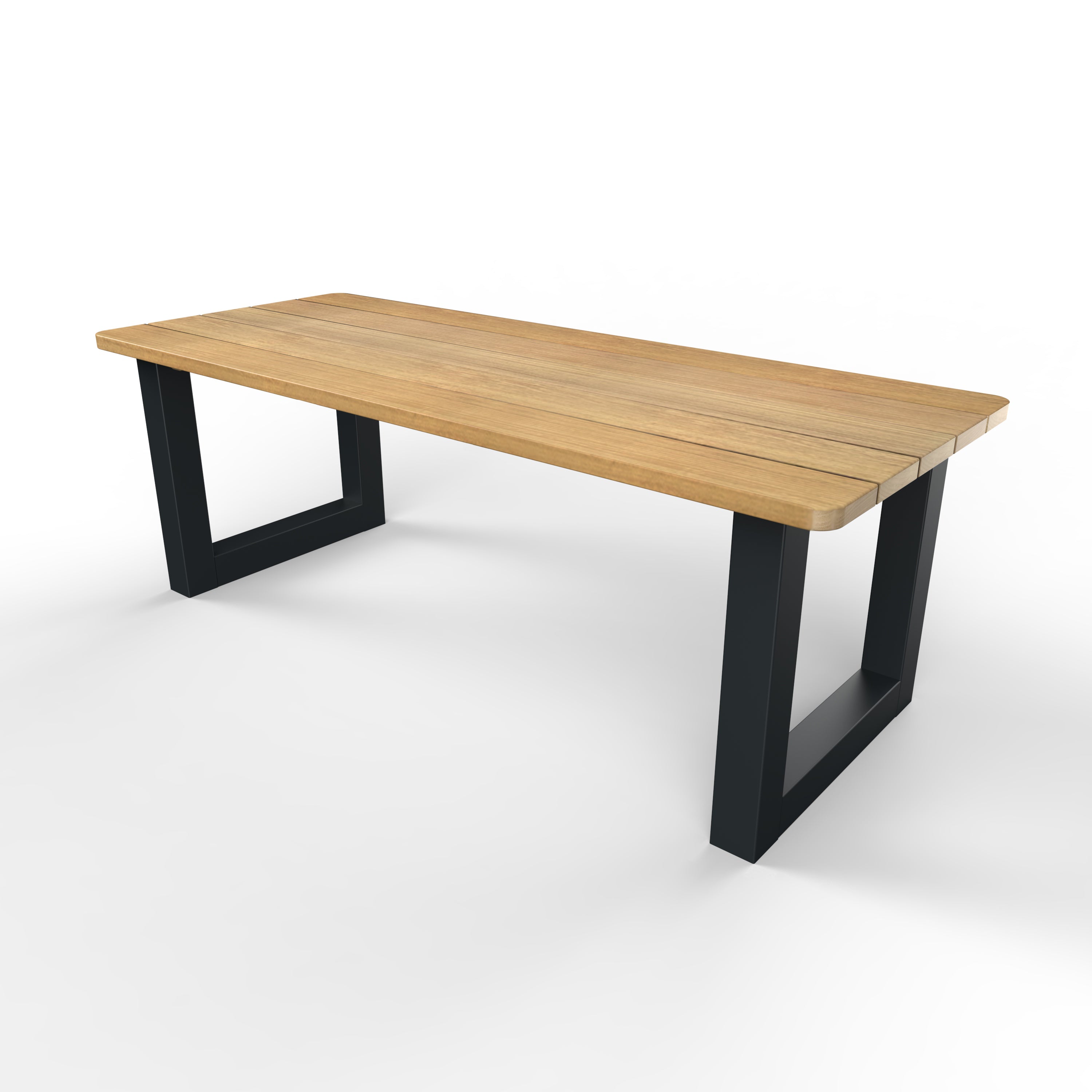 Tuintafel rechthoek iroko hout stalen U-poten