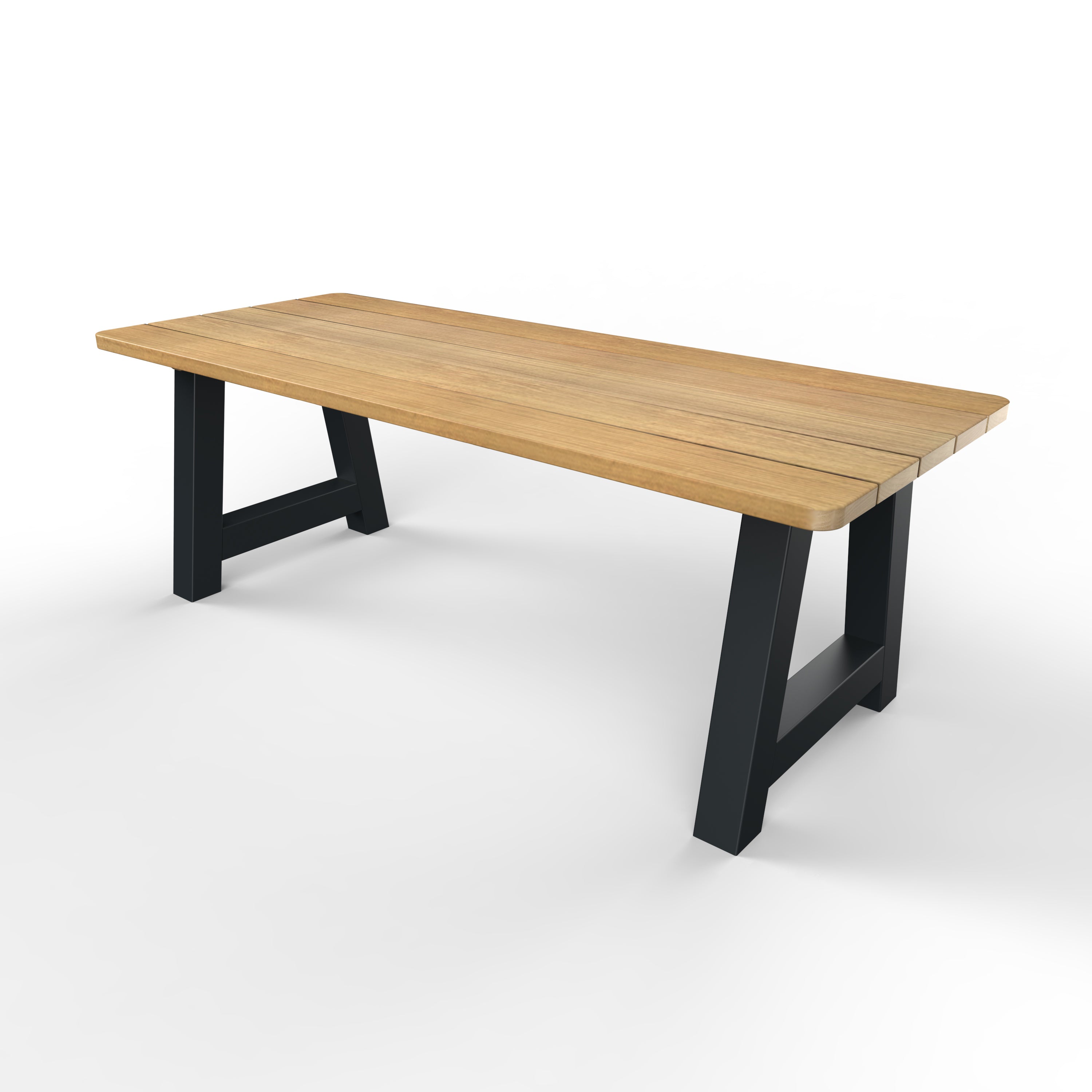 Tuintafel rechthoek iroko hout stalen a-poten