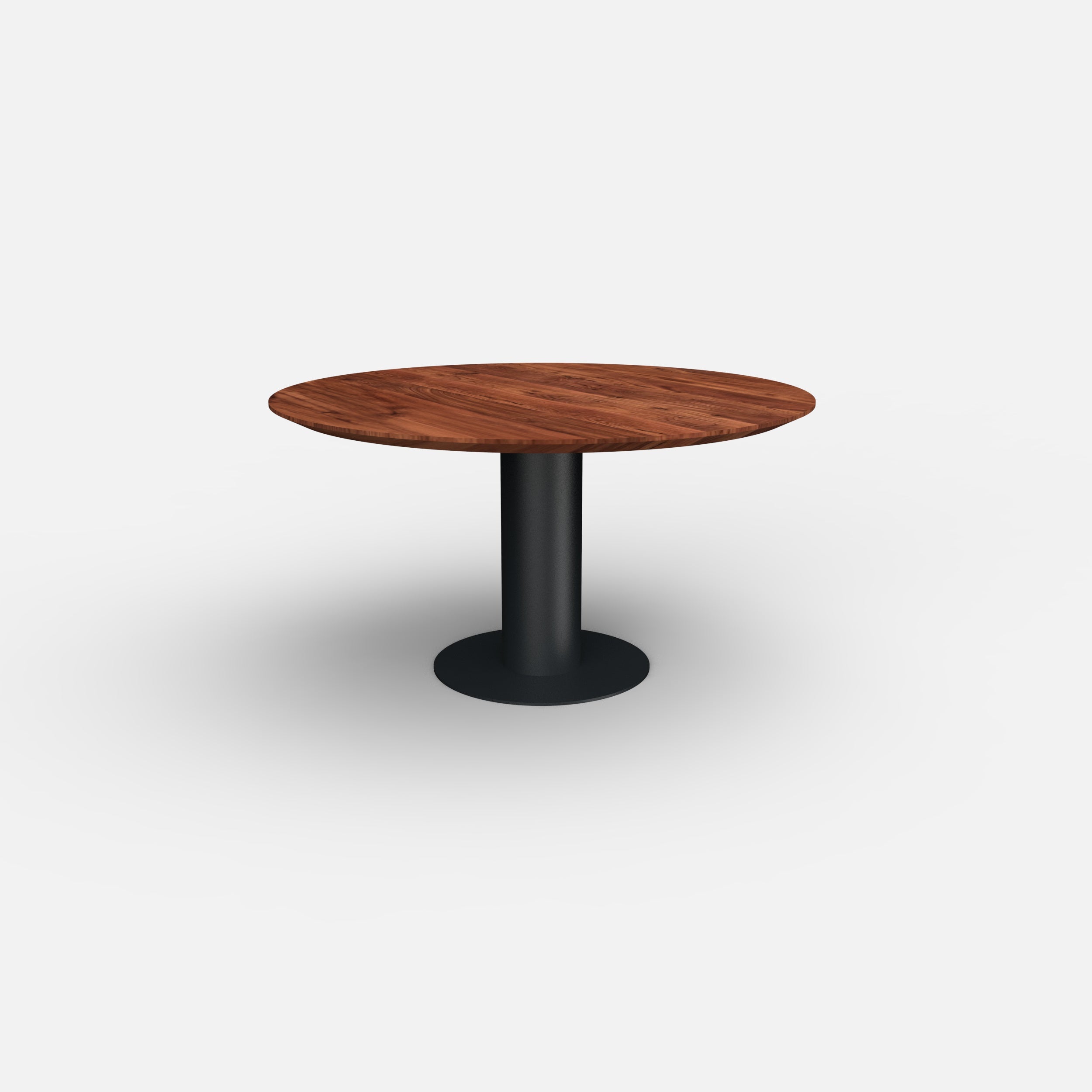 Ronde notenhouten eettafel Avaro, massief notenhout, massief walnoten hout, op maat samen stellen, tafel op maat
