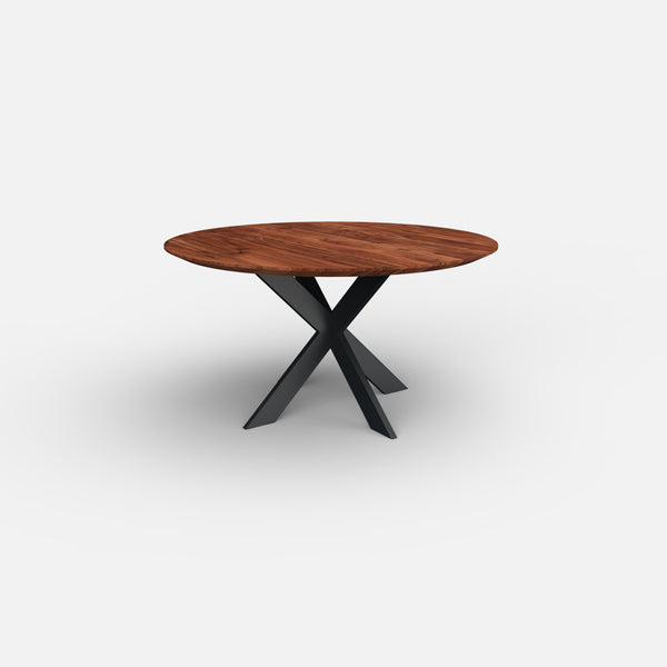 Ronde notenhouten eettafel matrixpoot 10x3cm